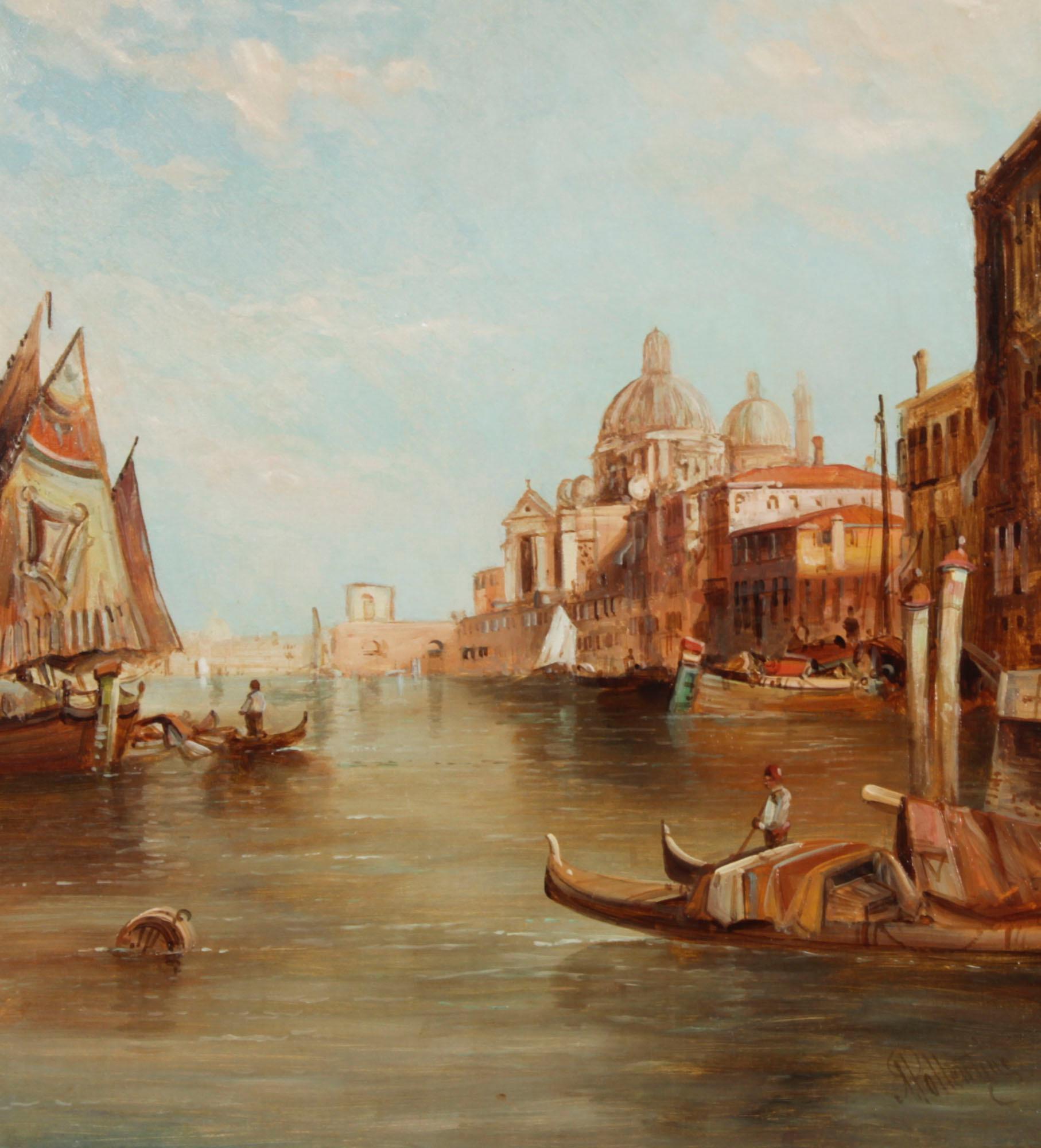 Antique Painting Santa Maria della Salute Venice Alfred Pollentine 19th Century In Good Condition For Sale In London, GB