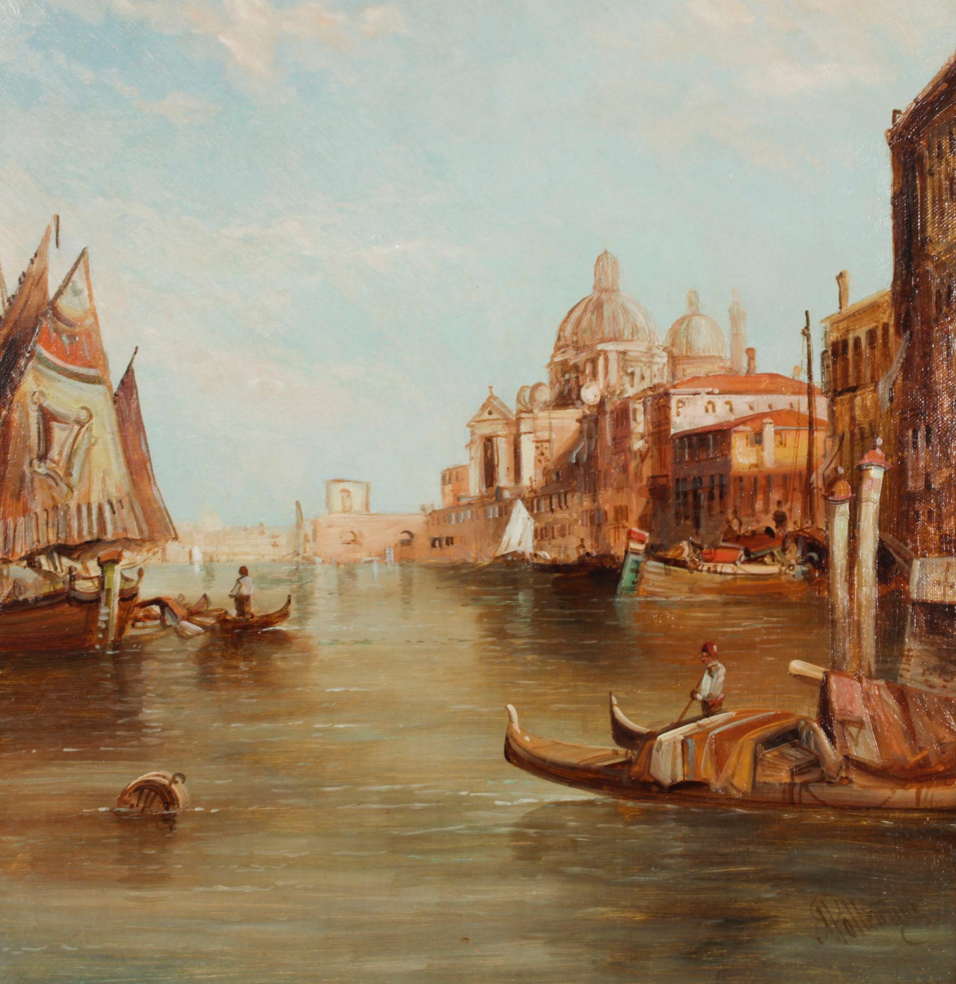 Late 19th Century Antique Painting Santa Maria della Salute Venice Alfred Pollentine 19th Century For Sale