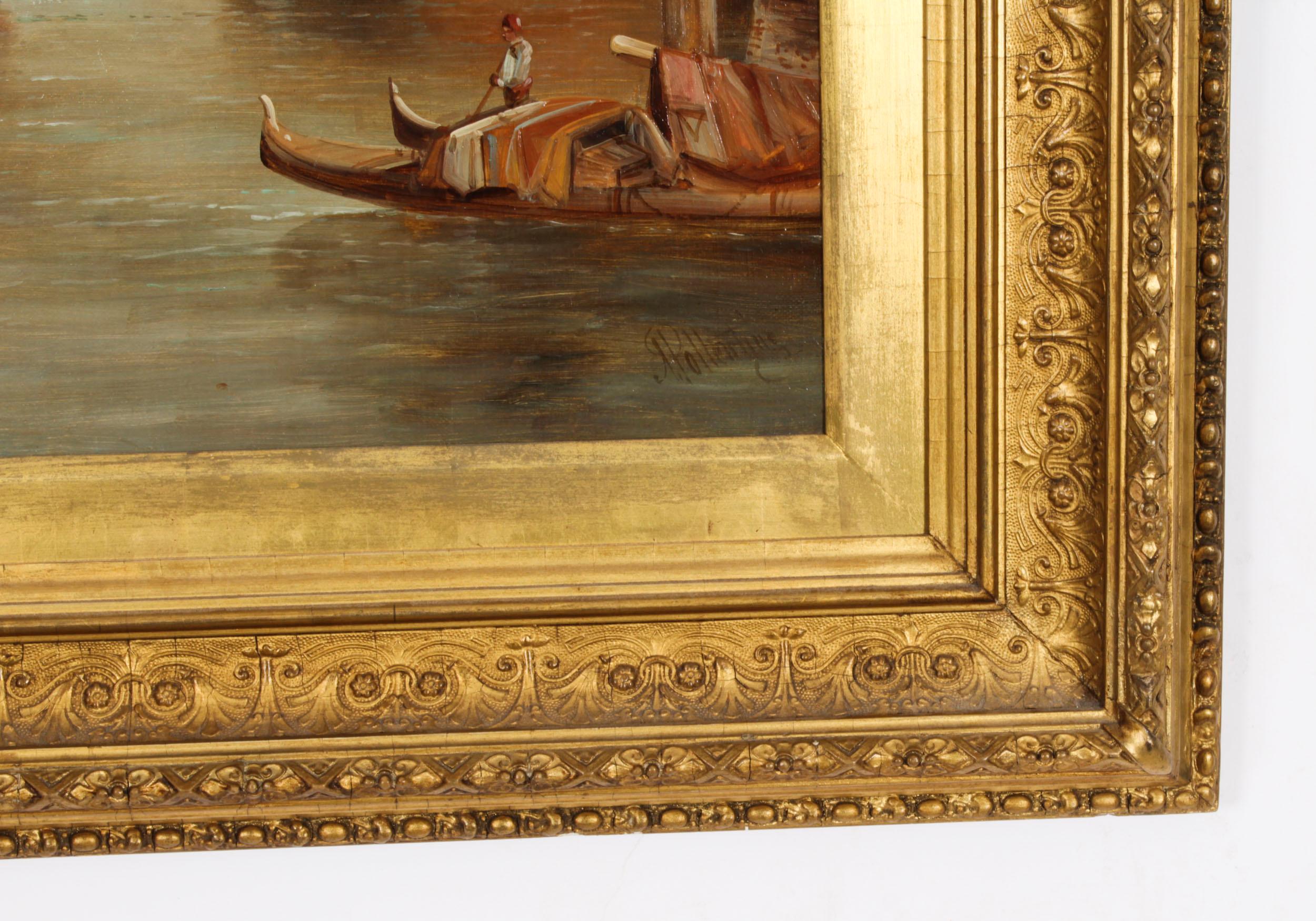 Antique Painting Santa Maria della Salute Venice Alfred Pollentine 19th Century For Sale 1