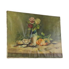 Pittura antica Natura morta olio su tela firmata L. Bouchu 1912