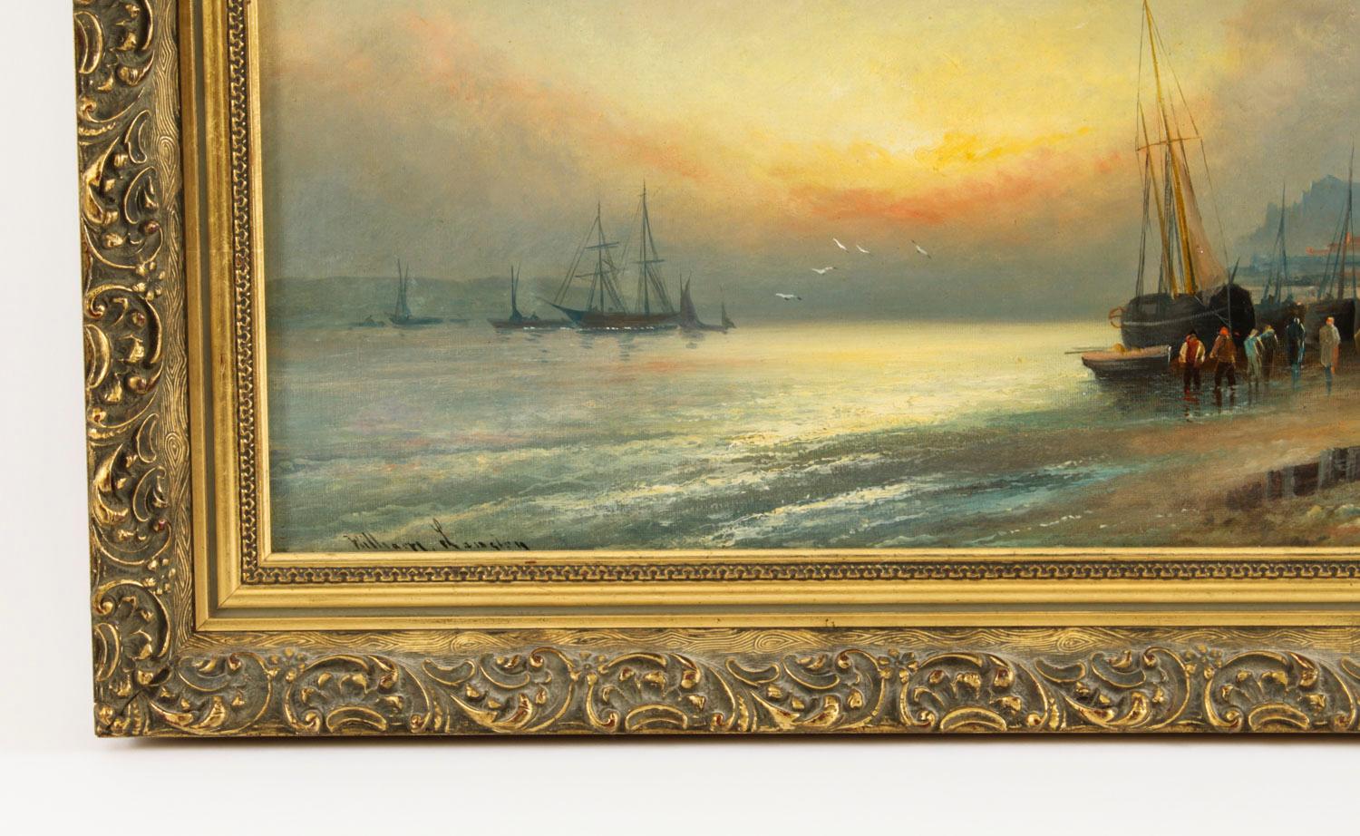 Peinture ancienne « Sunset at Low Tide » de William Langley du 19ème siècle en vente 2