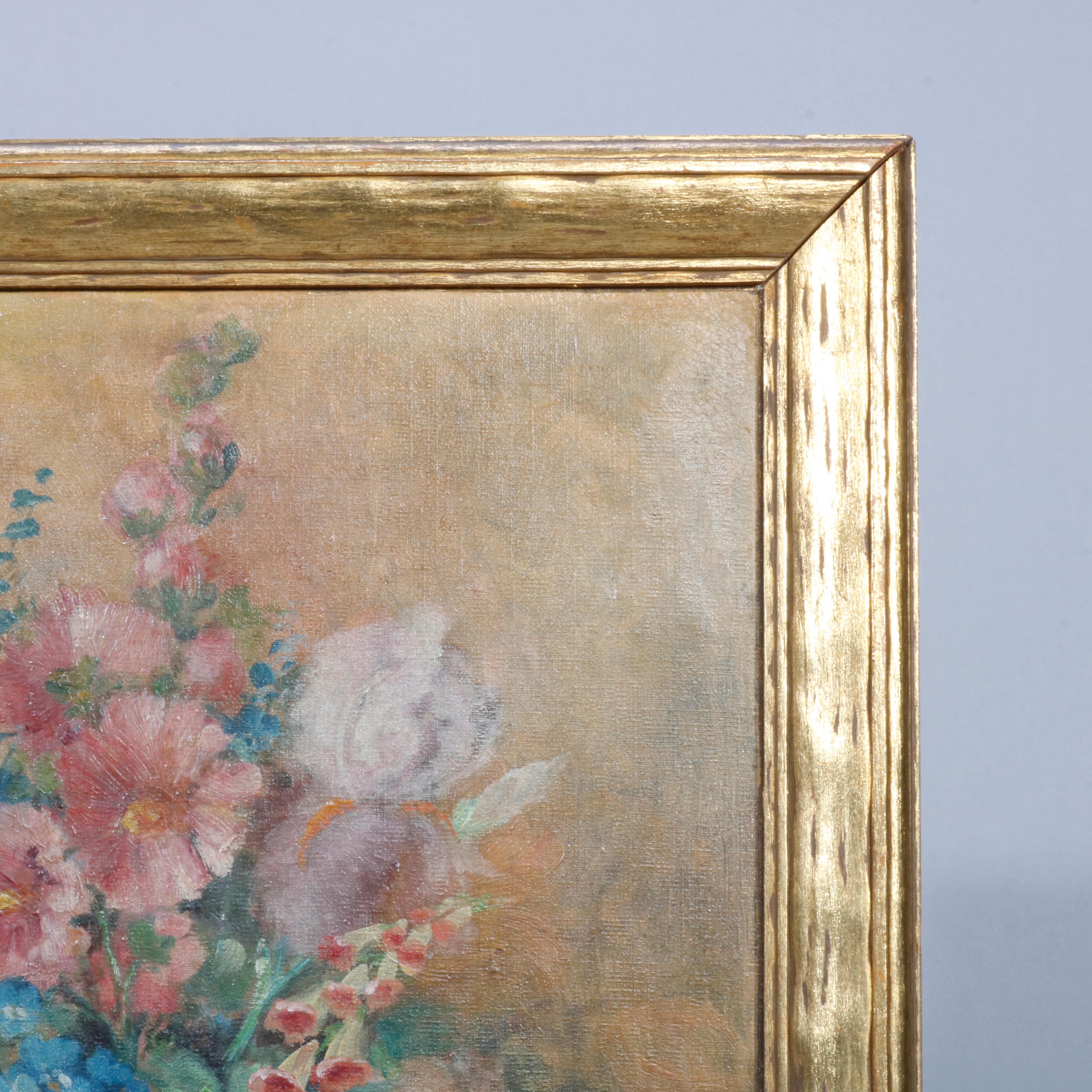 High Victorian Antique Painting, Victorian Still Life Floral Signed Esther Von Kramer