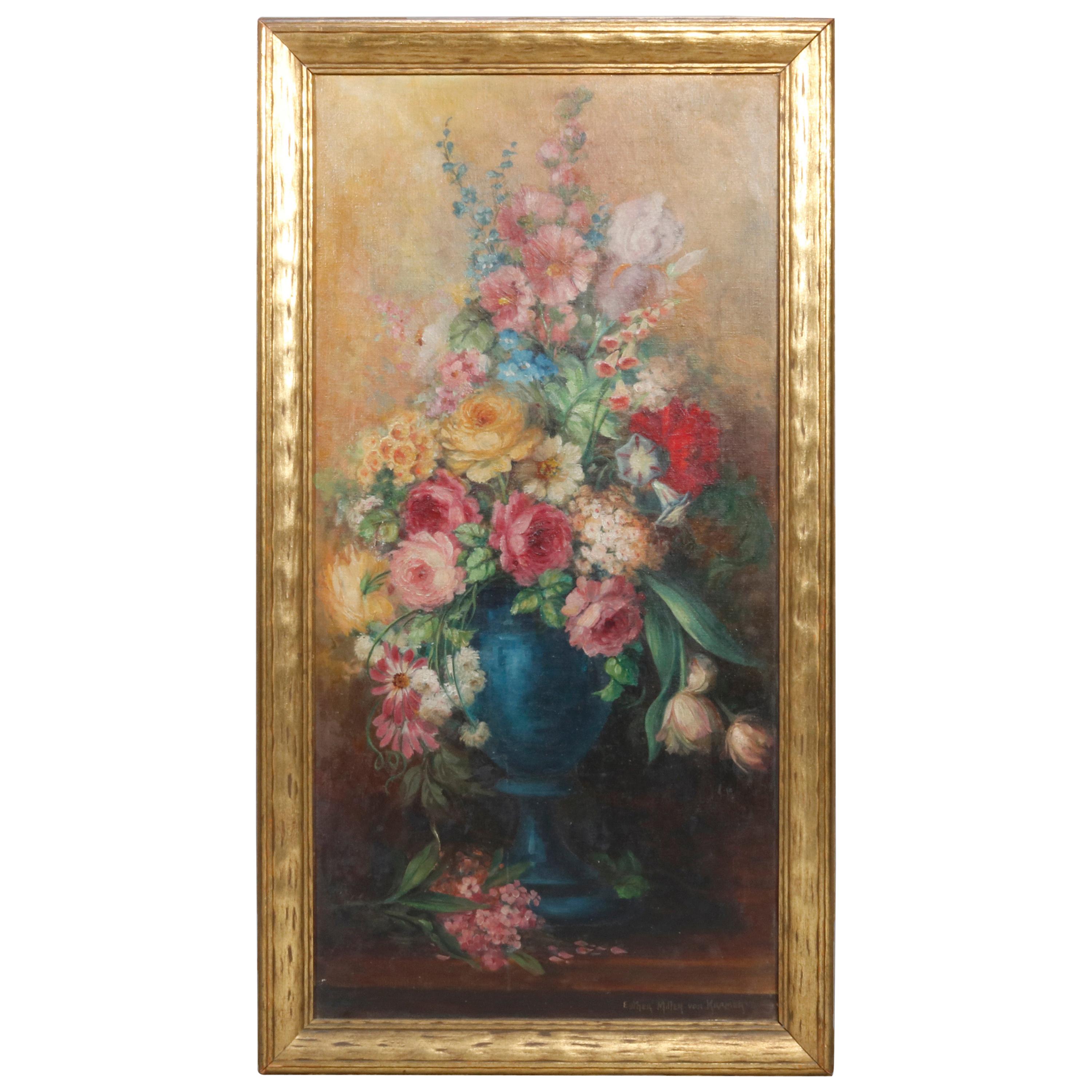 Antique Painting, Victorian Still Life Floral Signed Esther Von Kramer