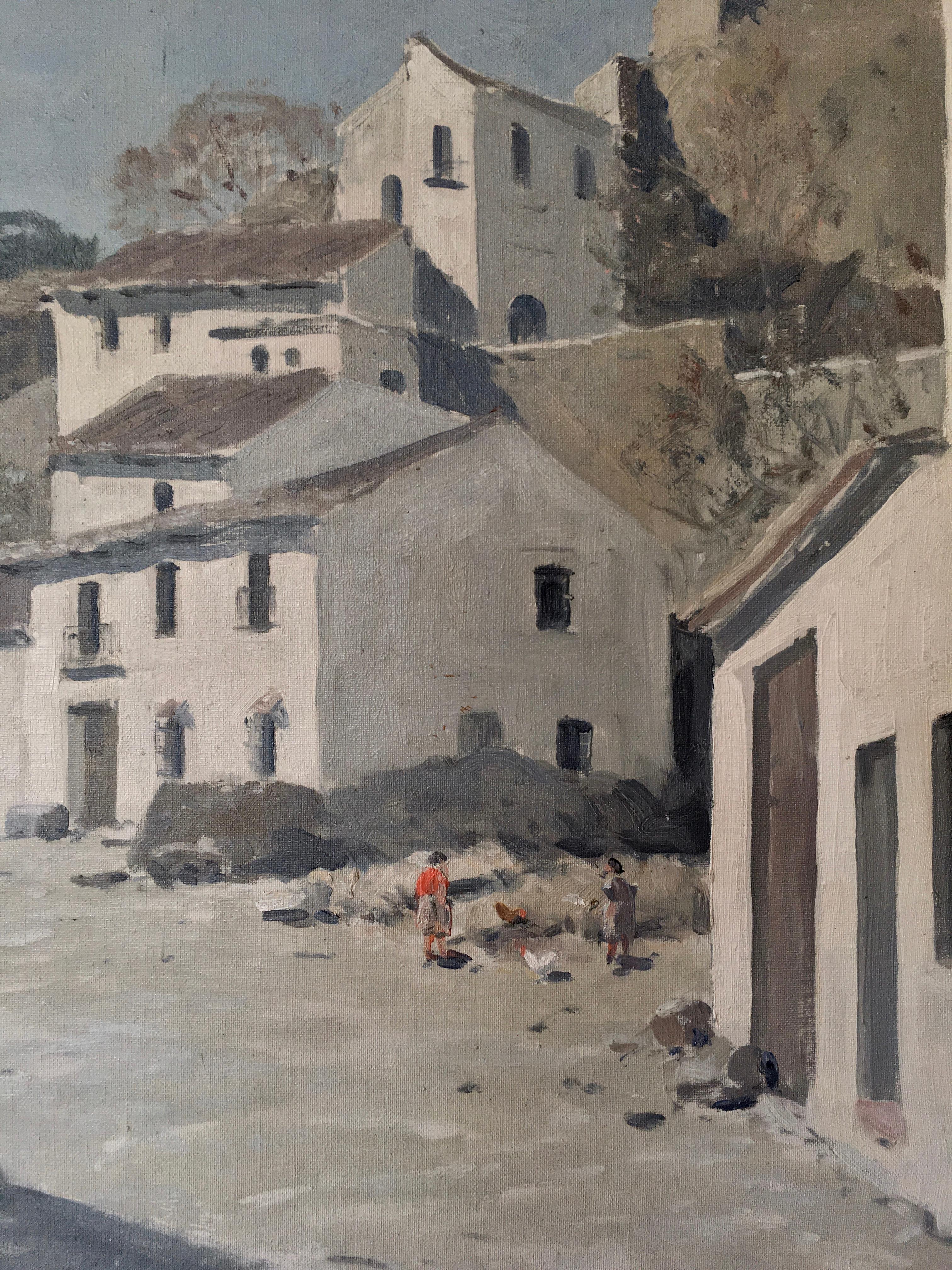 Willem Witjens painted this view on Torremolinos. Nowadays an important touristic place in Spain. 
Willem Witjens must have been inspired by this lovely place during one of his journeys. The typical white plastered houses in the sunlight and