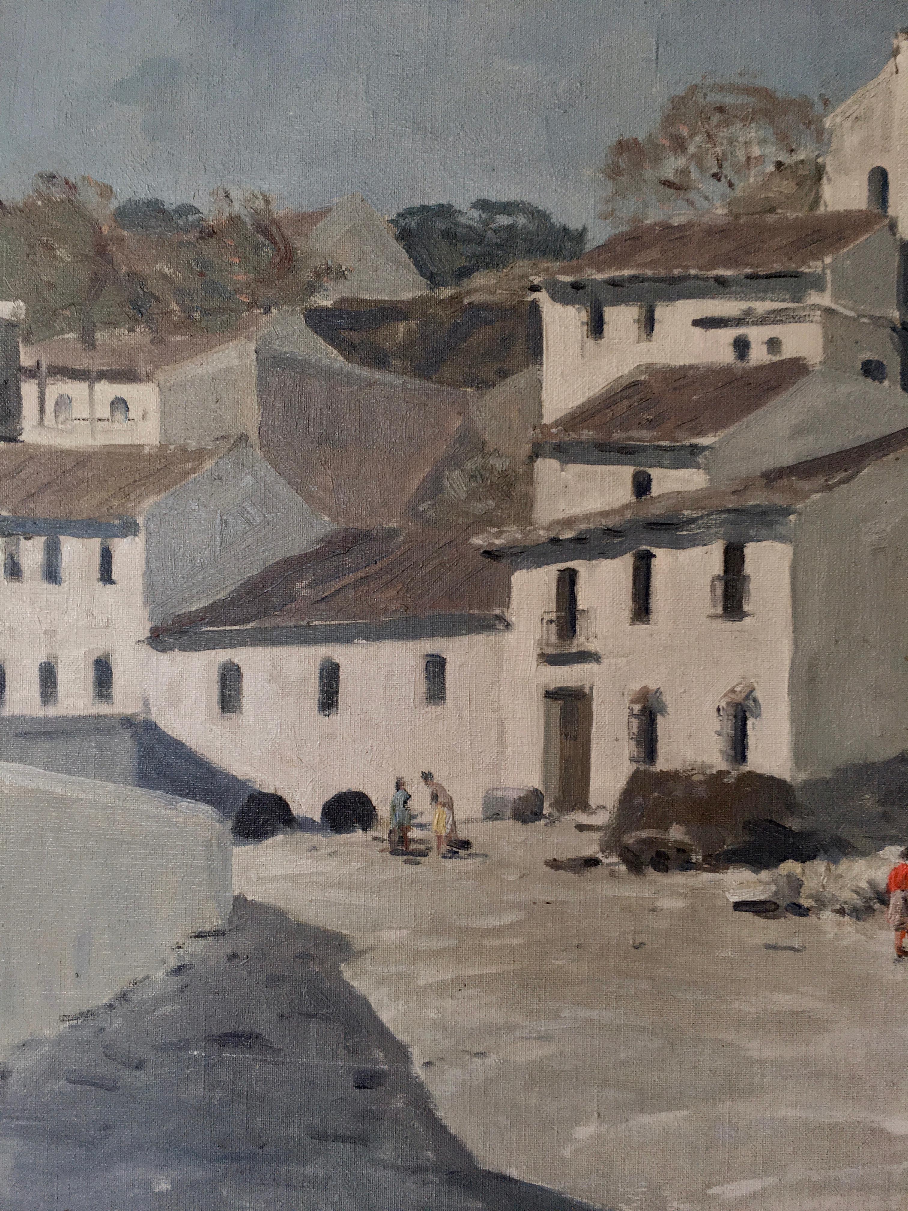 Hand-Painted Torremolinos, Spain, Antique Dutch painting, Willem Witjens, 1954 For Sale