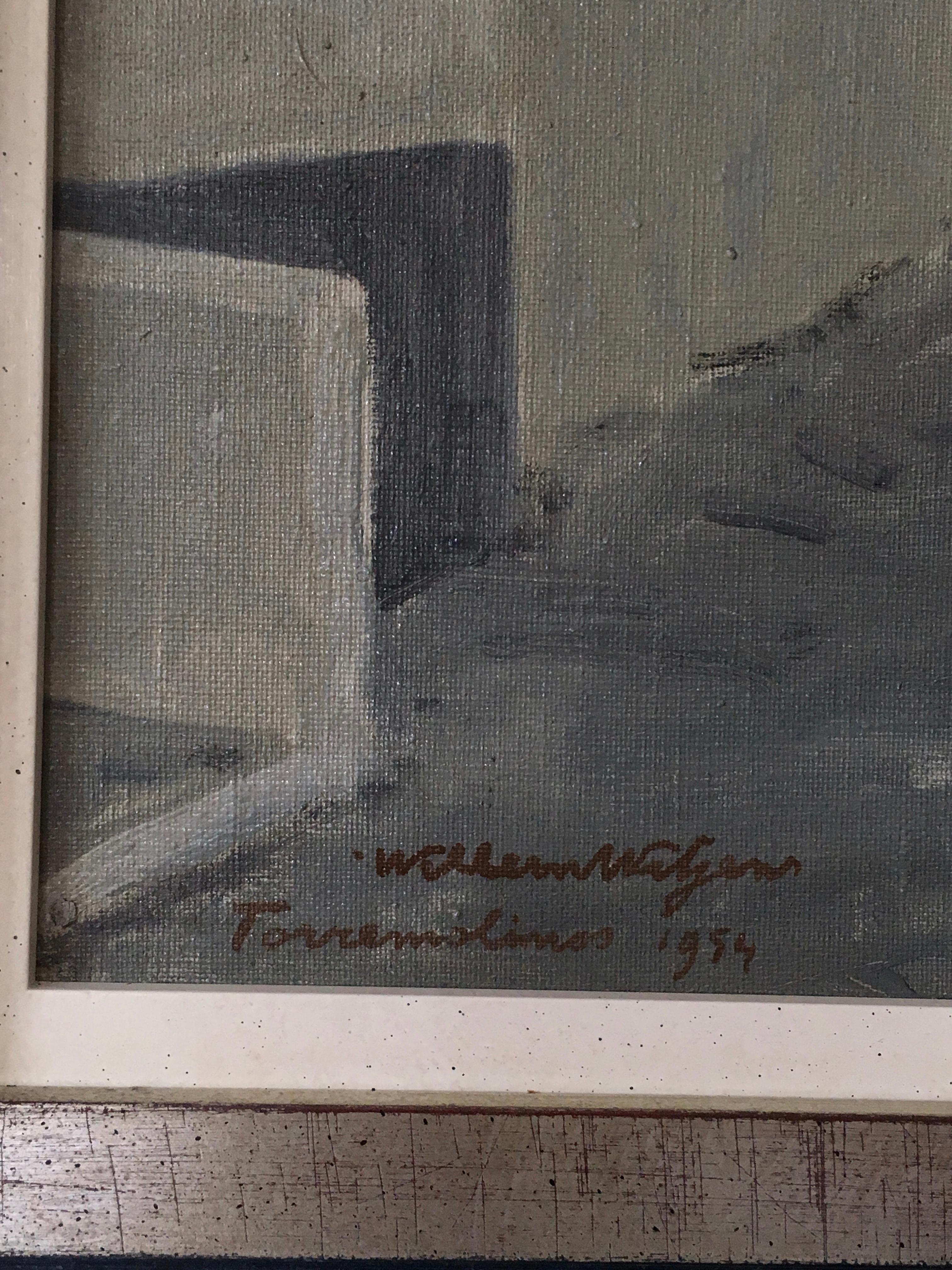 Torremolinos, Spain, Antique Dutch painting, Willem Witjens, 1954 In Good Condition For Sale In EL Waalre, NL