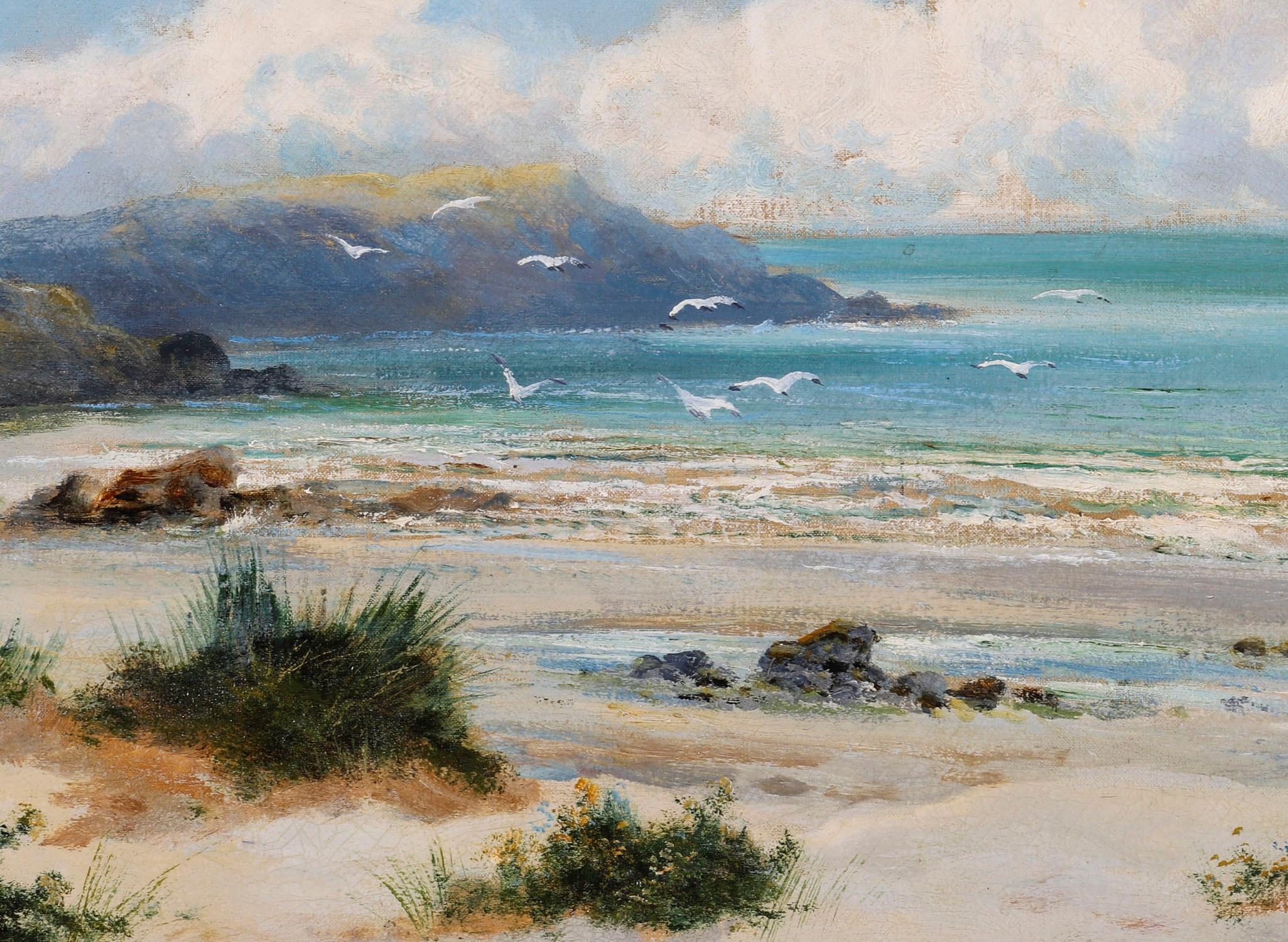 Peinture ancienne William Langley (1852-1922) Scène de plage écossaise 19ème siècle Bon état - En vente à London, GB