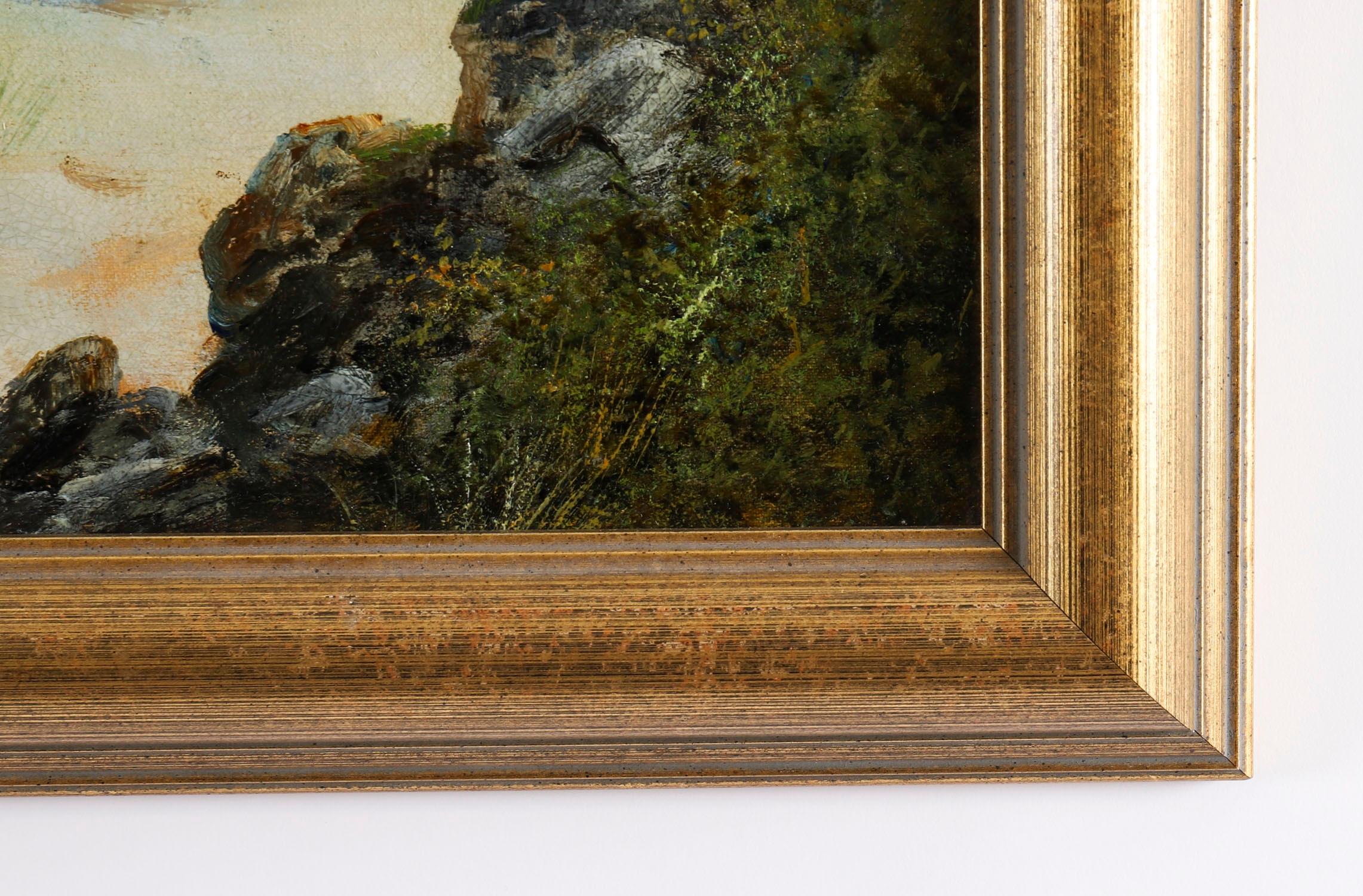 Peinture ancienne William Langley (1852-1922) Scène de plage écossaise 19ème siècle en vente 4