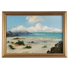Antique Painting William Langley (1852-1922) Scottish Beach Scene 19th Century