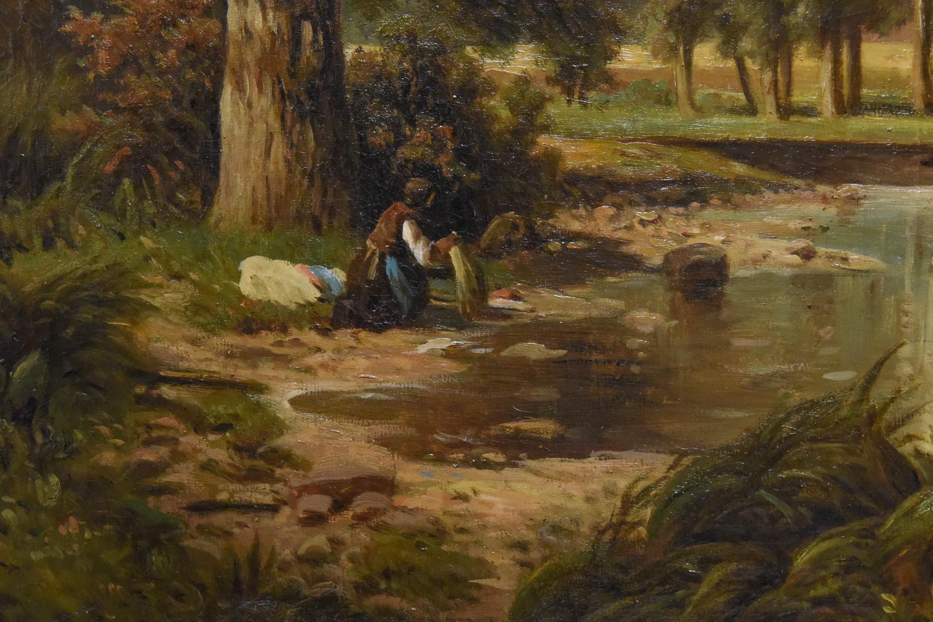 Antikes Gemälde mit einer italienischen Landschaft (Leinwand) im Angebot