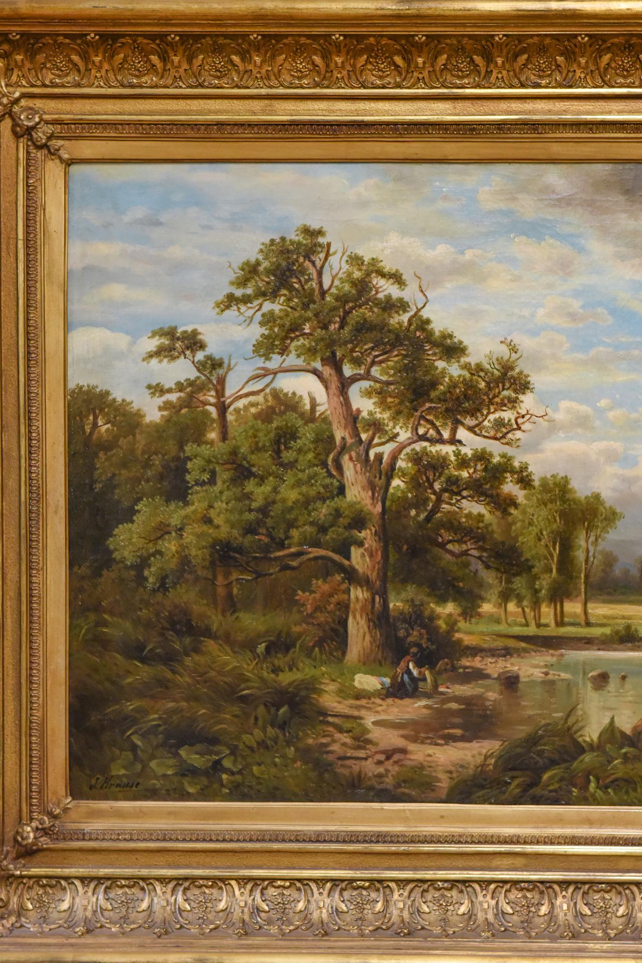 Antikes Gemälde mit einer italienischen Landschaft (Handbemalt) im Angebot