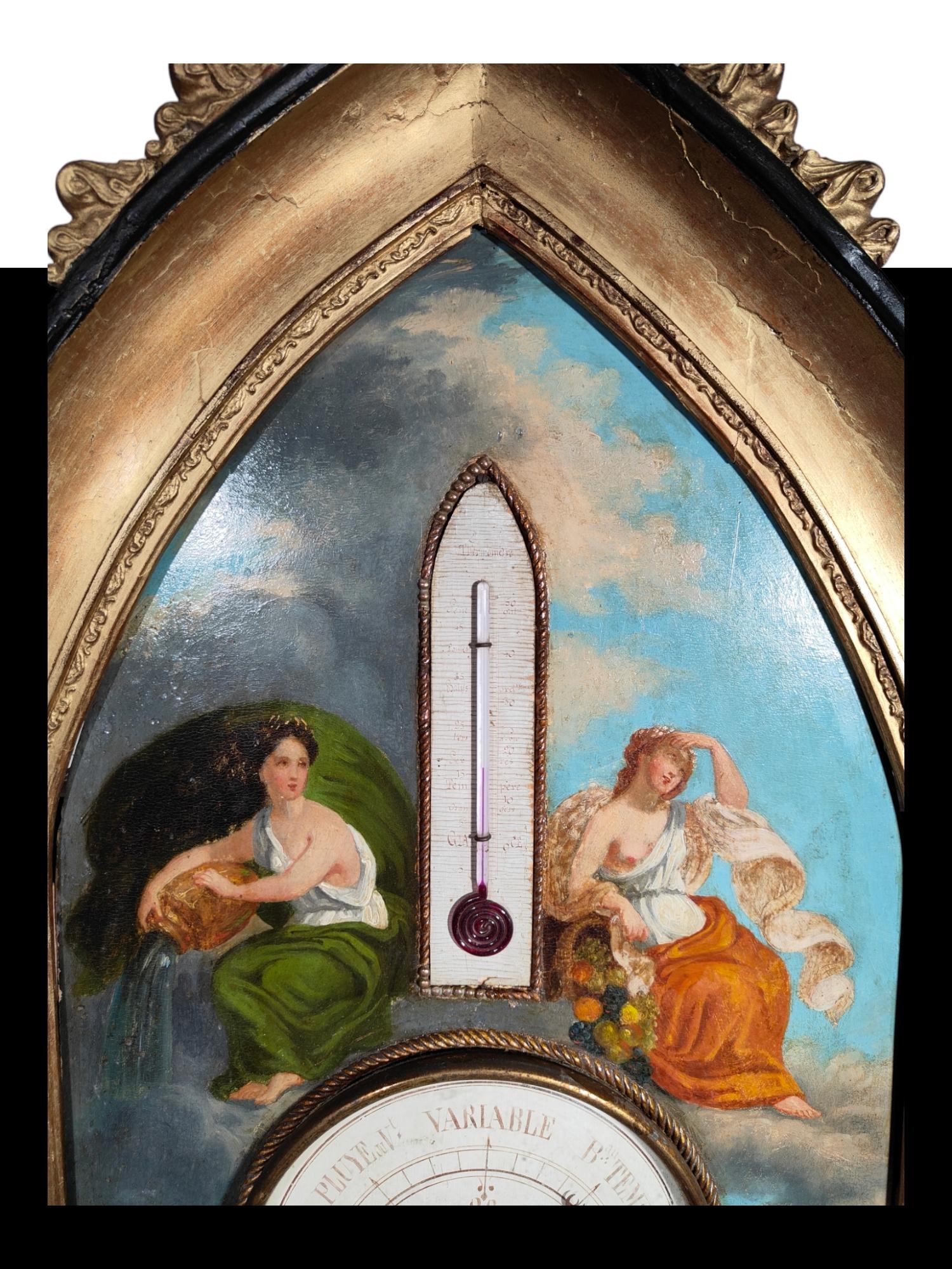 Antique Painting with Barometer 19th Century For Sale 1