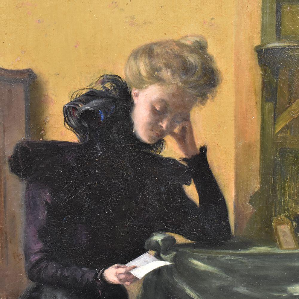 Français Peinture ancienne, peinture de portrait de femme, élégante femme, peinture à l'huile sur toile en vente