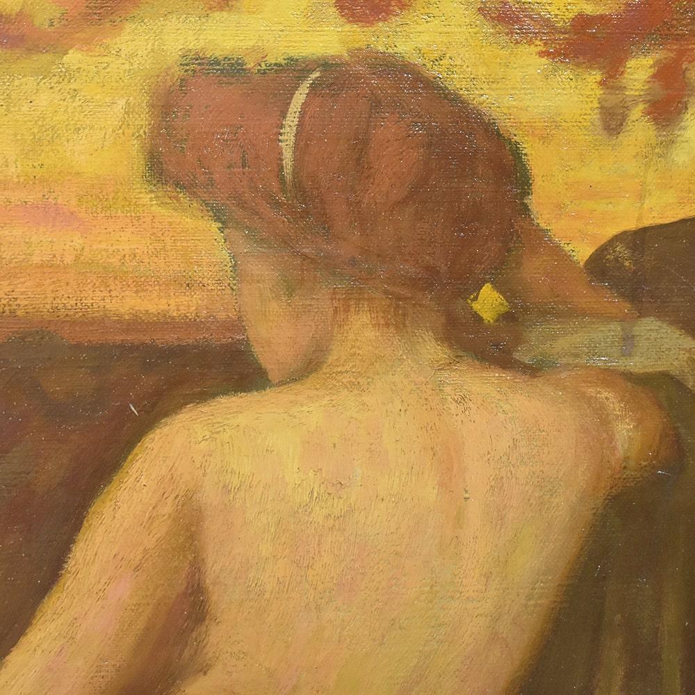 Français Peinture ancienne, peinture de portrait de femme, peinture symboliste, huile sur toile en vente