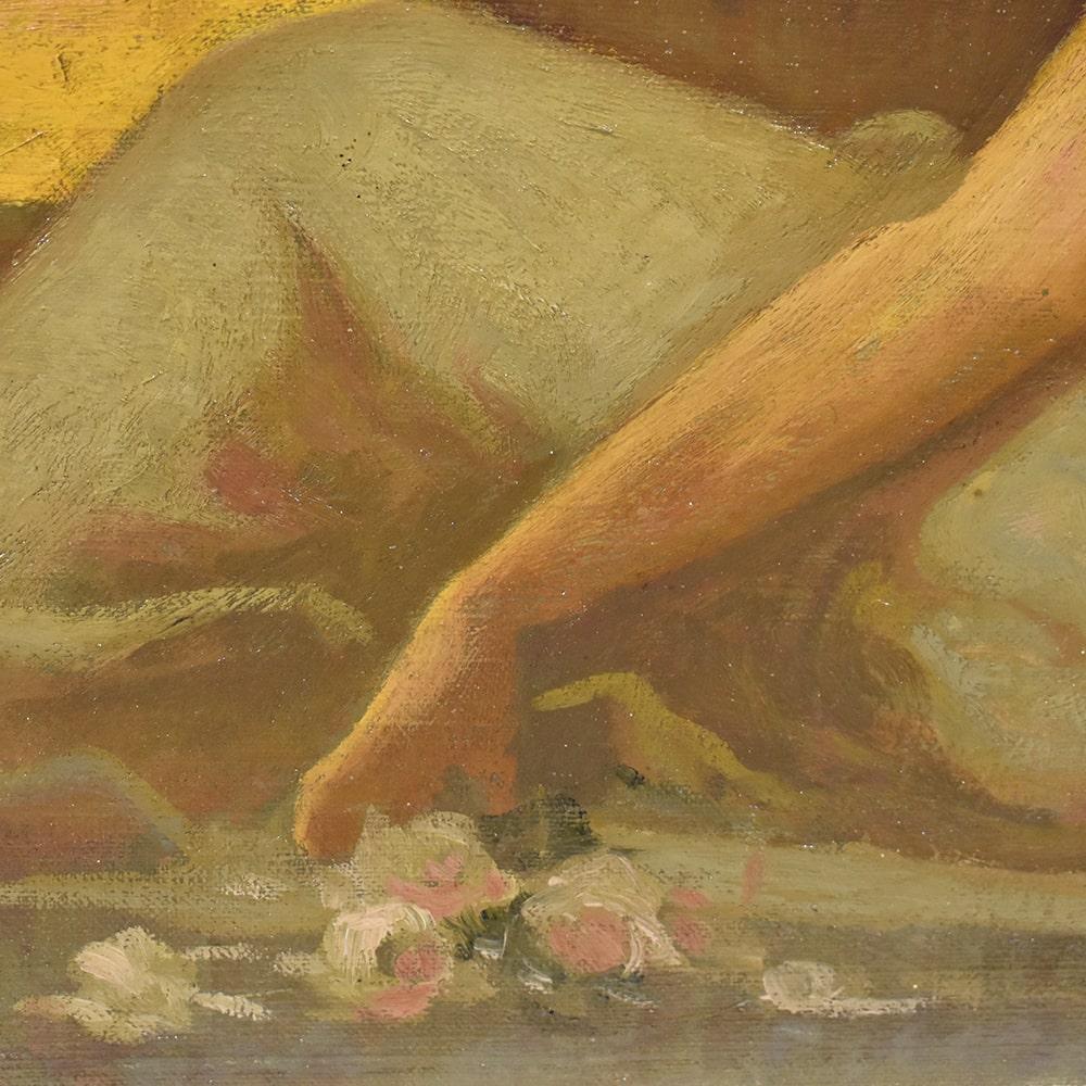 Peinture ancienne, peinture de portrait de femme, peinture symboliste, huile sur toile Bon état - En vente à Breganze, VI