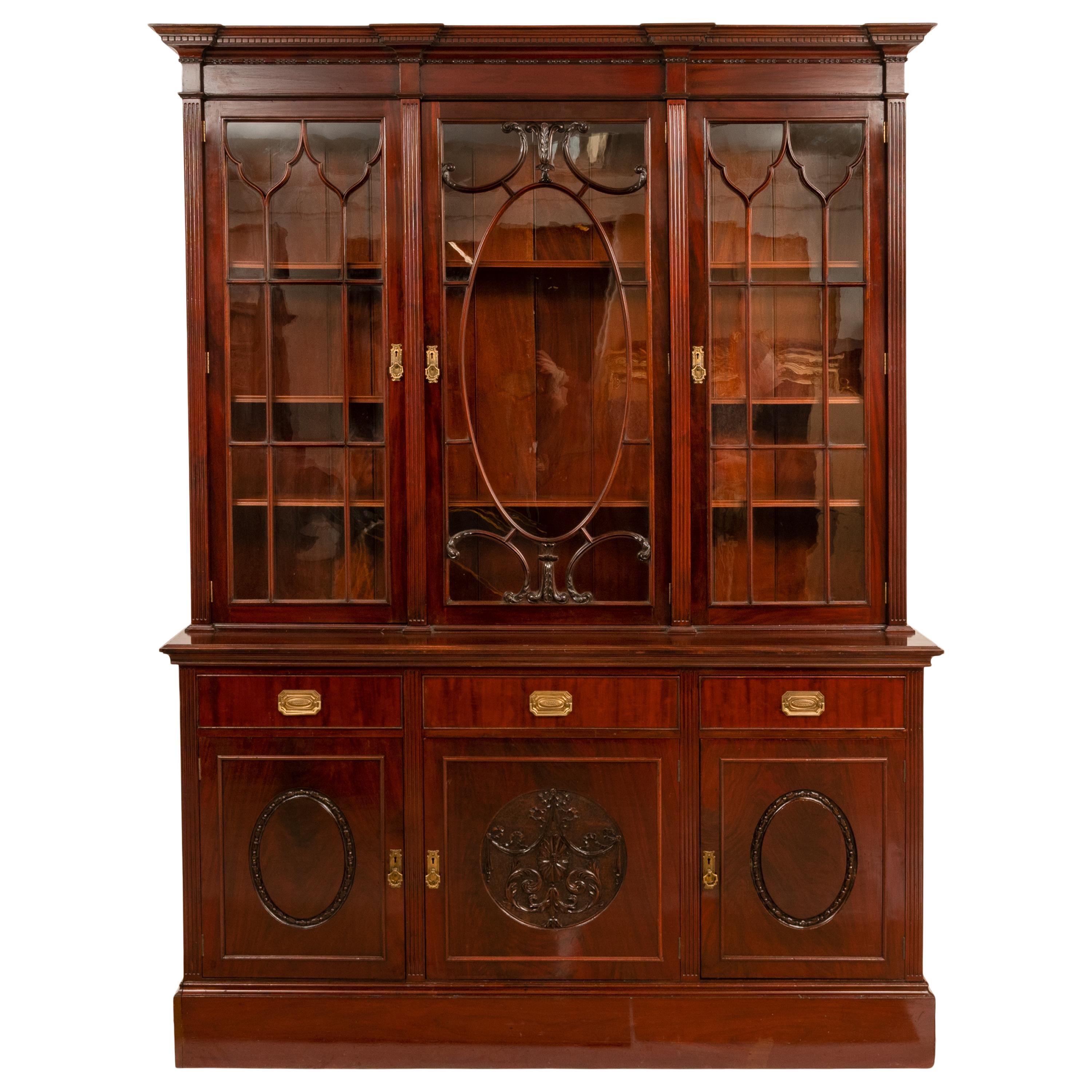 Antique Pair 19th Century Mahogany Bibliotheque Library Bookcase Cabinets, 1880 4
