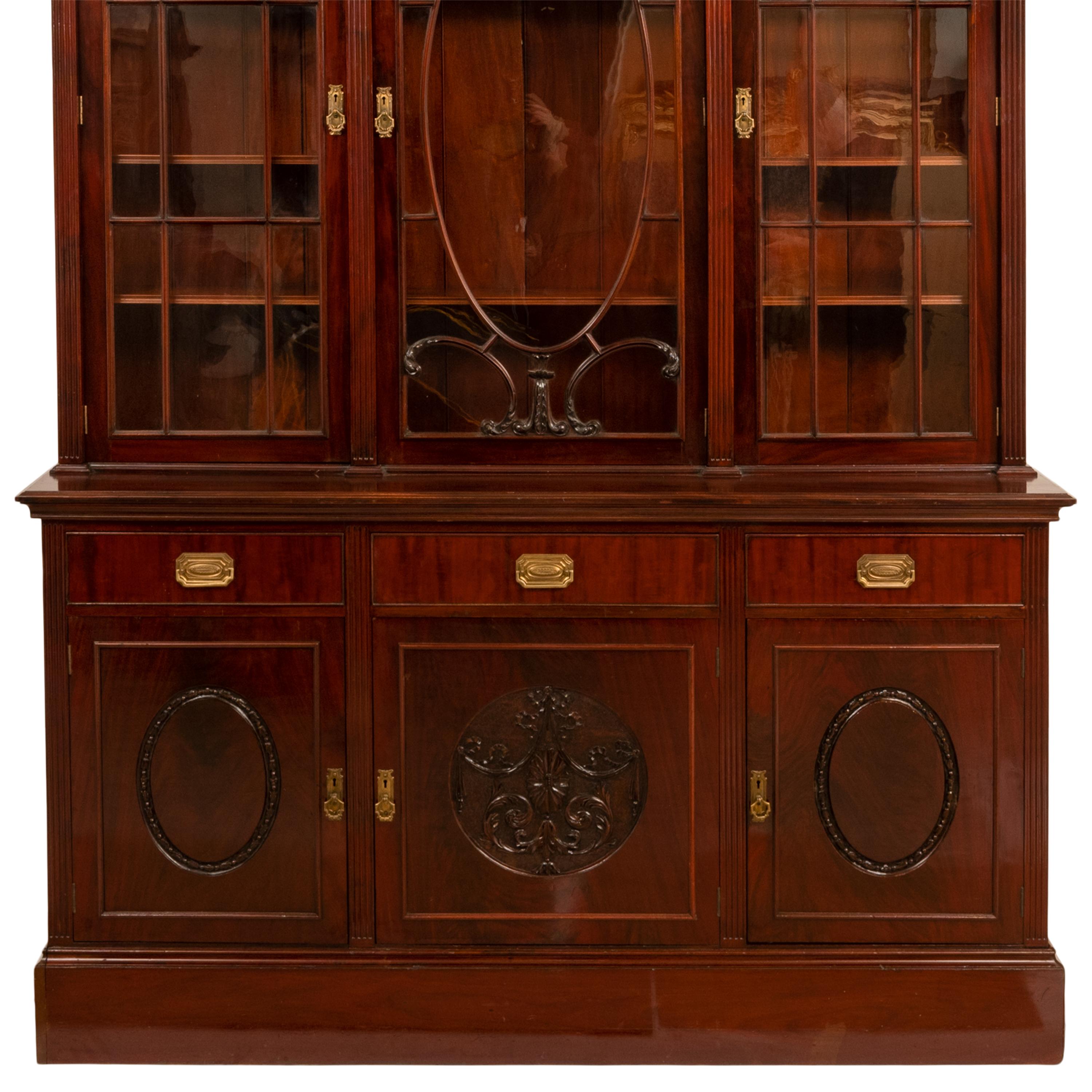 Antique Pair 19th Century Mahogany Bibliotheque Library Bookcase Cabinets, 1880 6