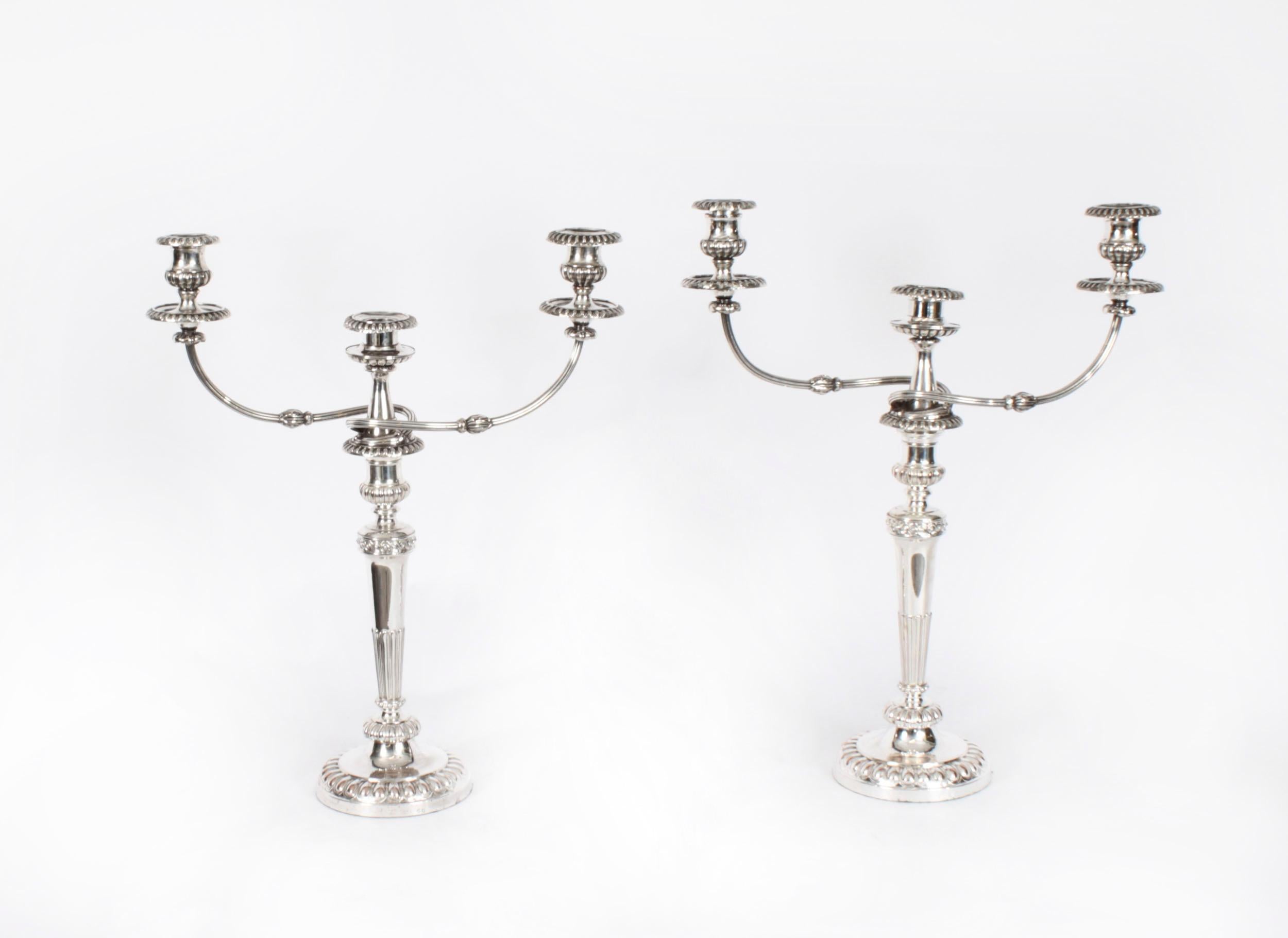 Antique Pair 21inch George III Three Light Candelabra by Matthew Boulton 18th C For Sale 6