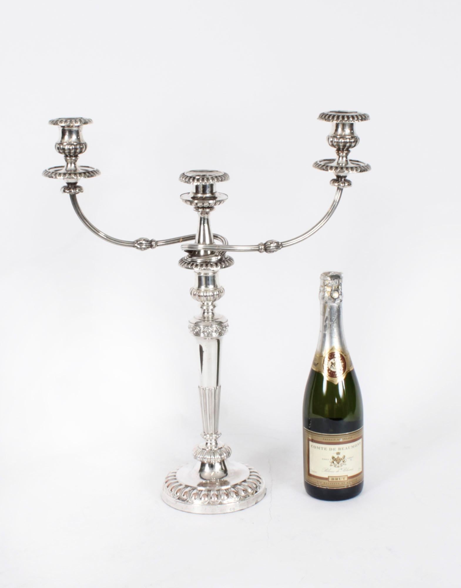 Antique Pair 21inch George III Three Light Candelabra by Matthew Boulton 18th C For Sale 7