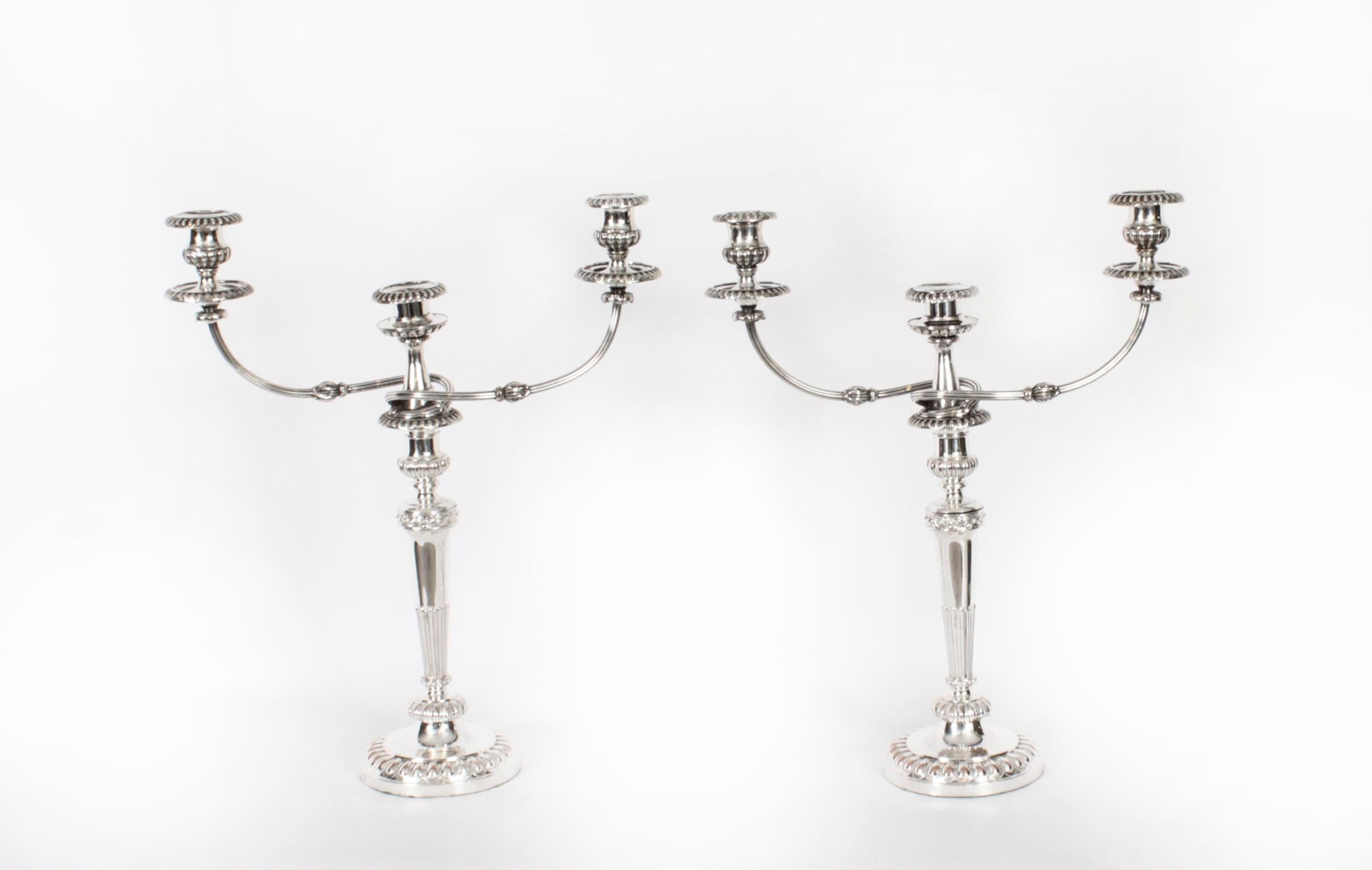 Antique Pair 21inch George III Three Light Candelabra by Matthew Boulton 18th C For Sale 8