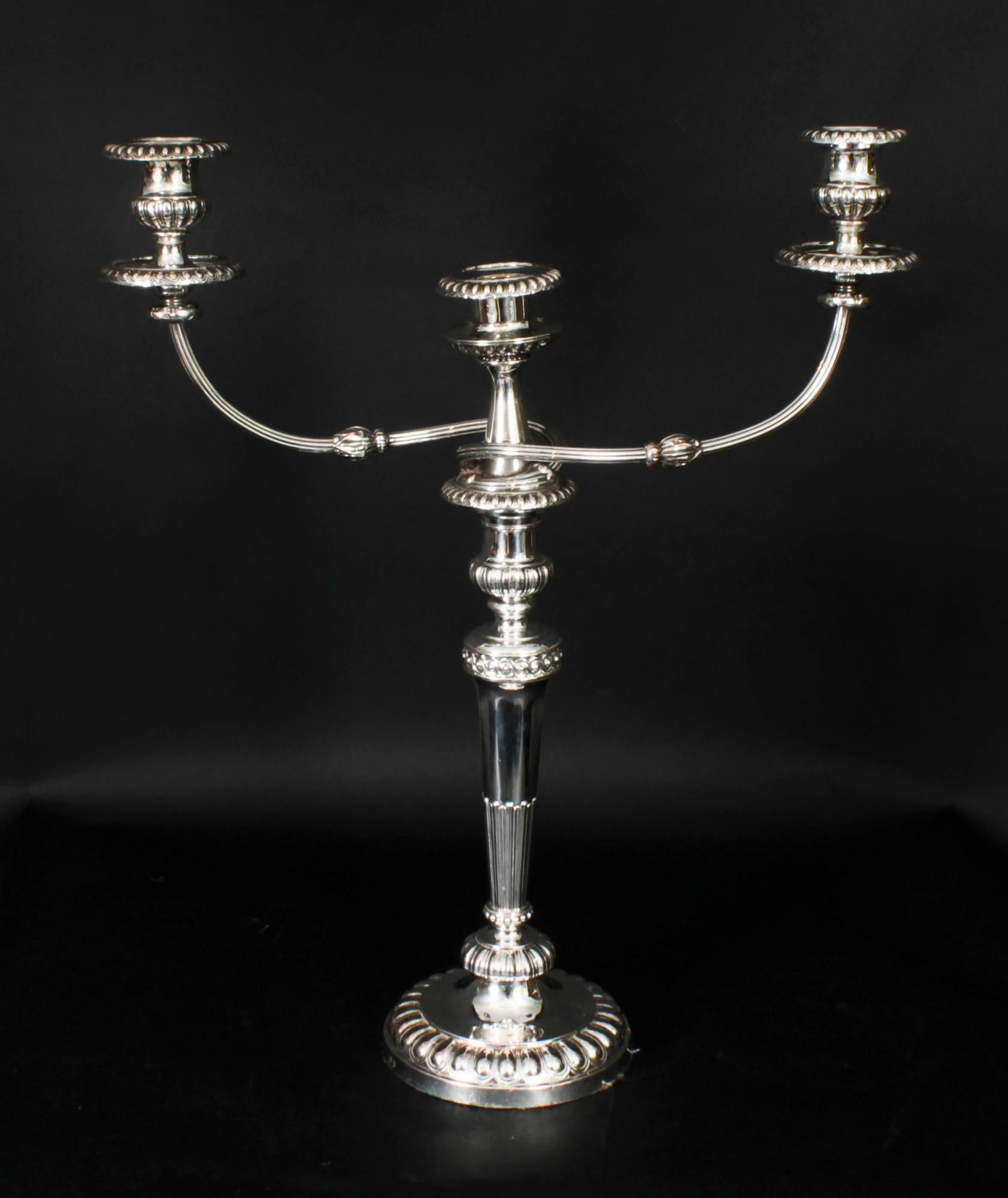 Antique Pair 21inch George III Three Light Candelabra by Matthew Boulton 18th C In Good Condition In London, GB