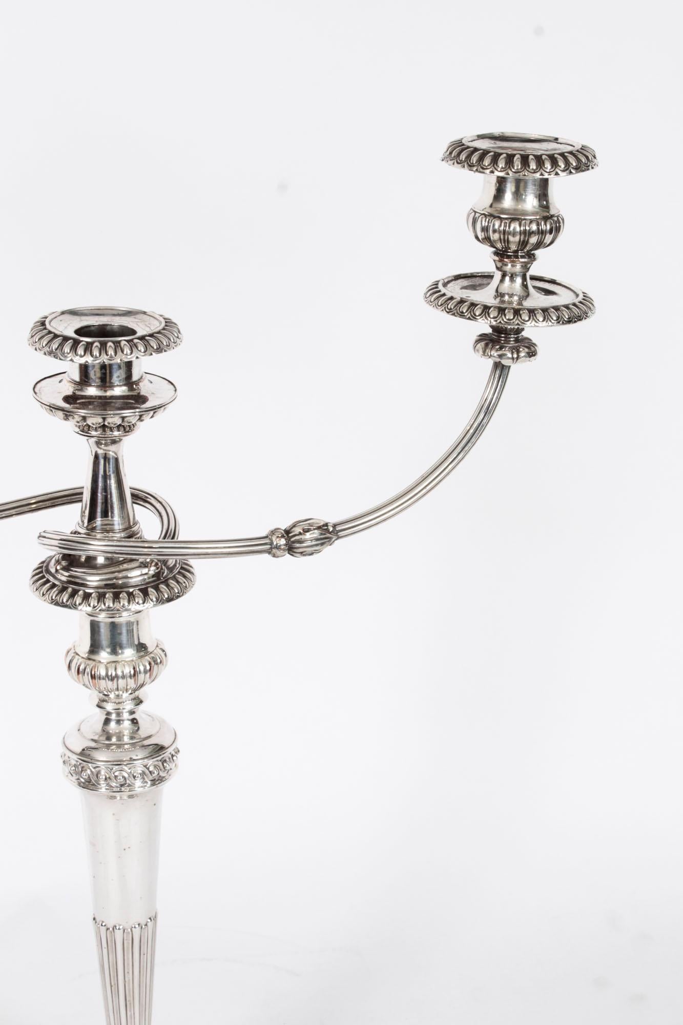 Late 18th Century Antique Pair 21inch George III Three Light Candelabra by Matthew Boulton 18th C For Sale