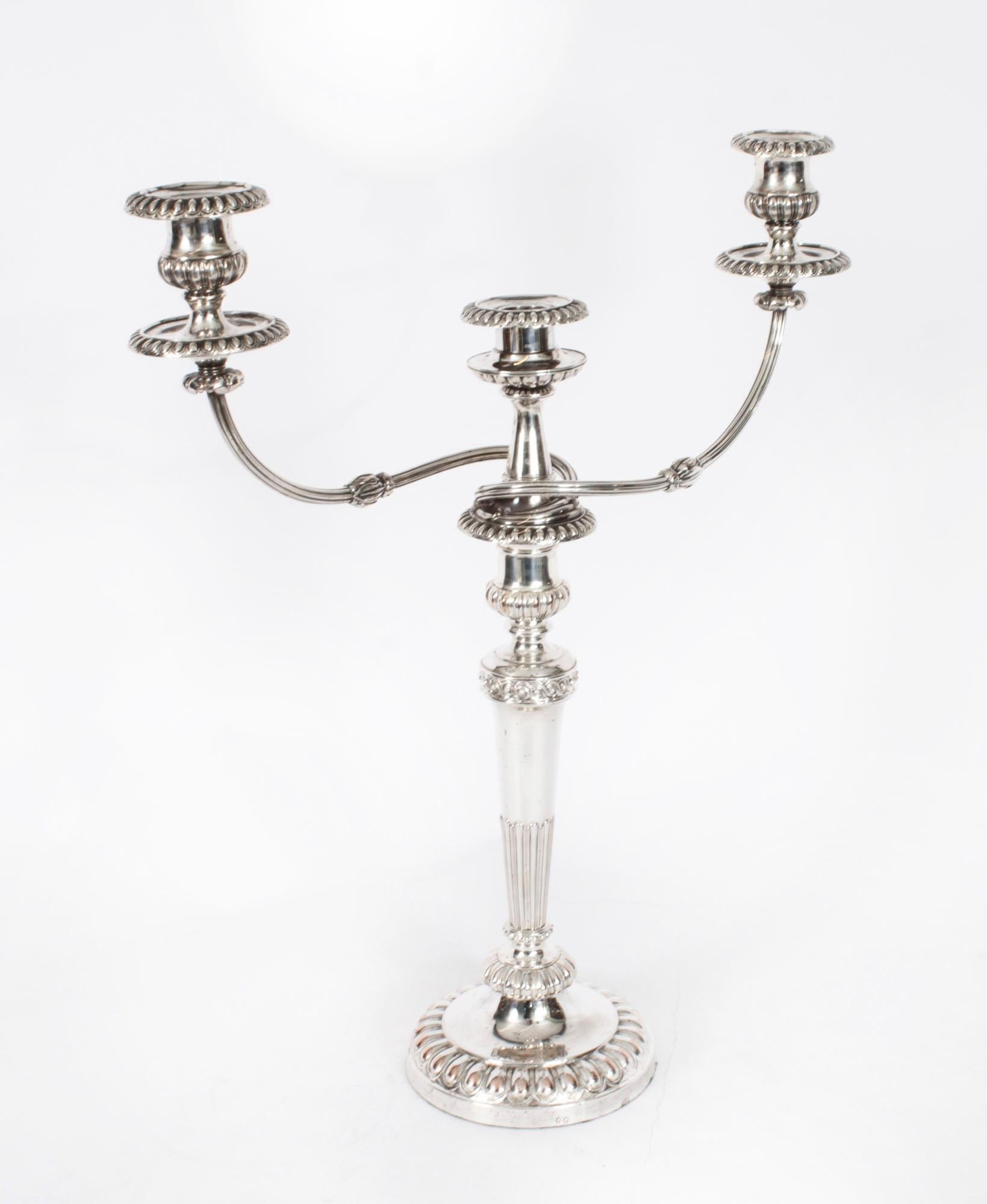 Antique Pair 21inch George III Three Light Candelabra by Matthew Boulton 18th C For Sale 1