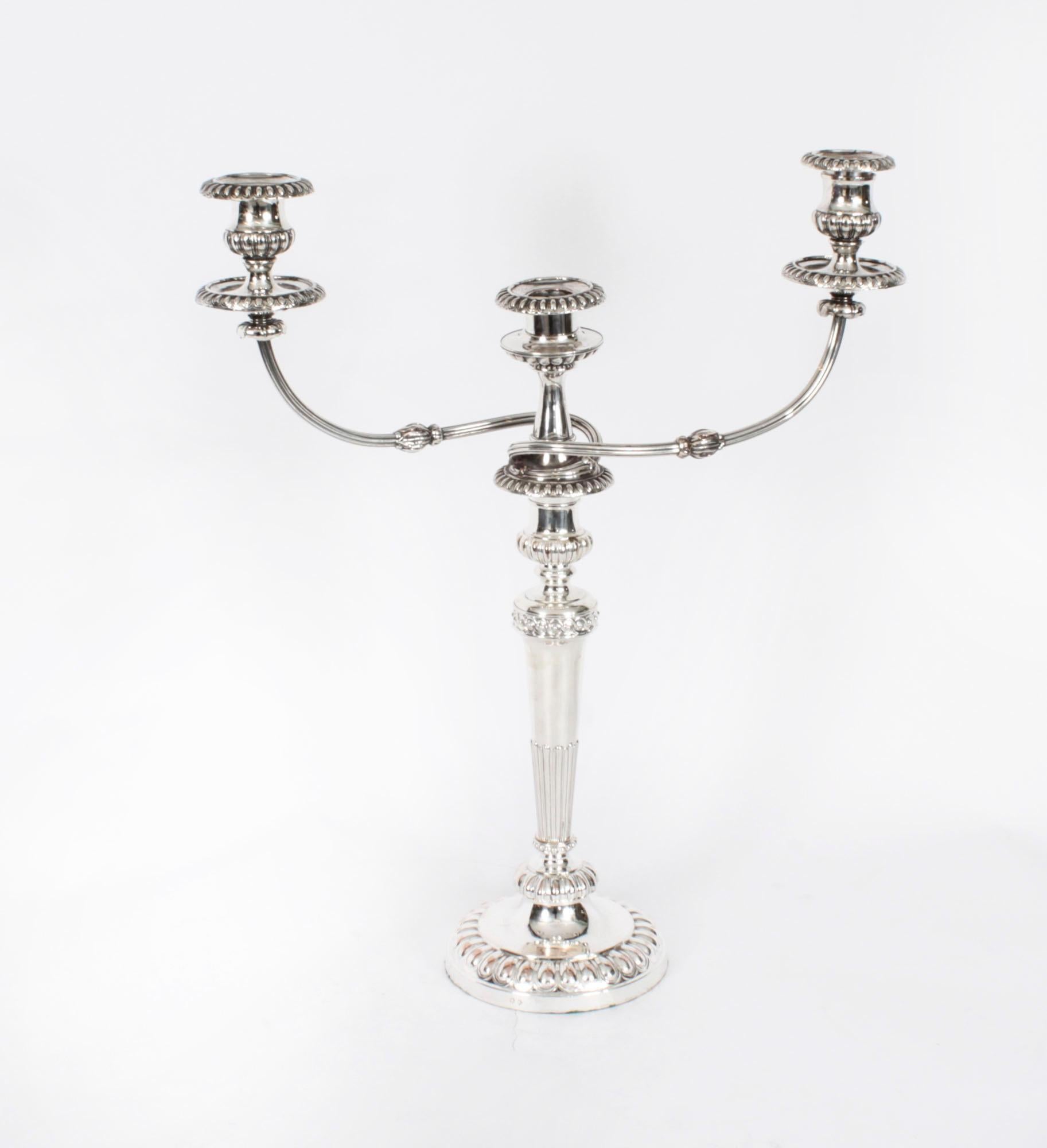 Antique Pair 21inch George III Three Light Candelabra by Matthew Boulton 18th C For Sale 2