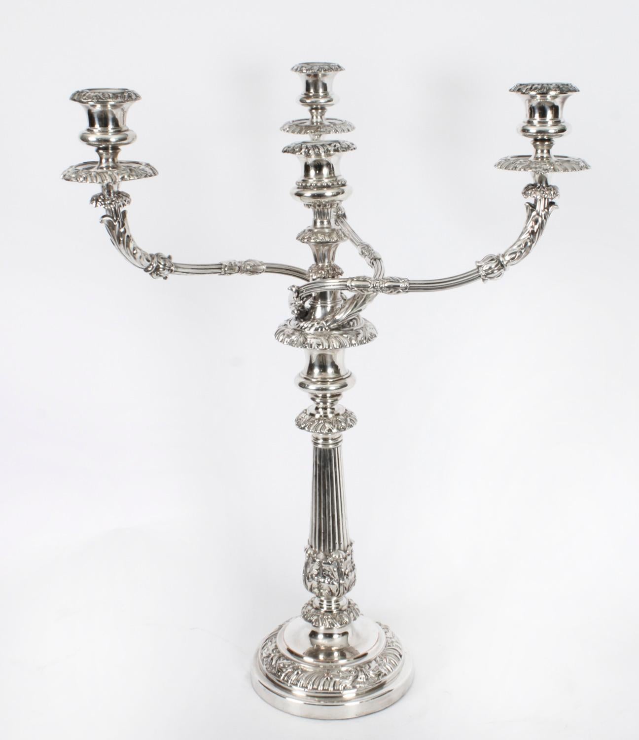 English Antique Pair George III Four Light Candelabra Matthew Boulton 18th C