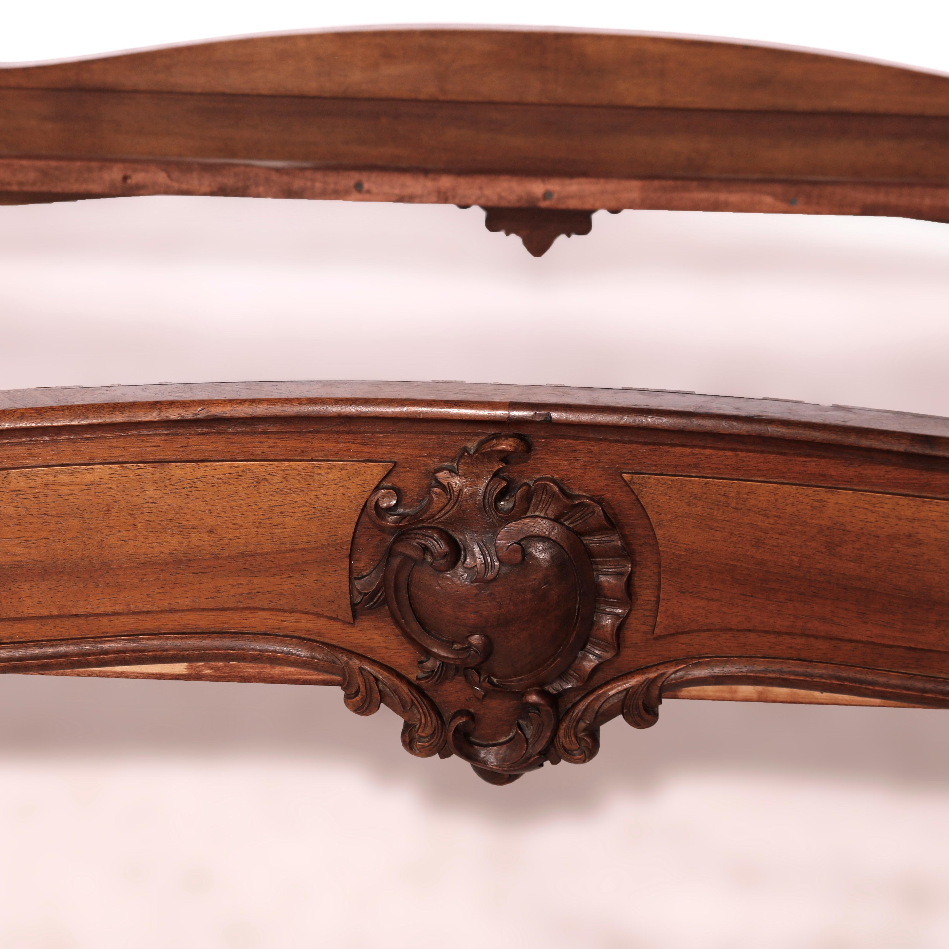 Antique Pair Antique French Rococo Carved Mahogany Twin Beds, 19th Century 5