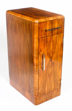 Antique Pair Art Deco Figured Walnut Bedside Cabinets 1920