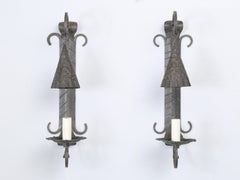 Antique Pair Arts & Craft Wall Sconces Copper and Metal Great Patina Unrestored