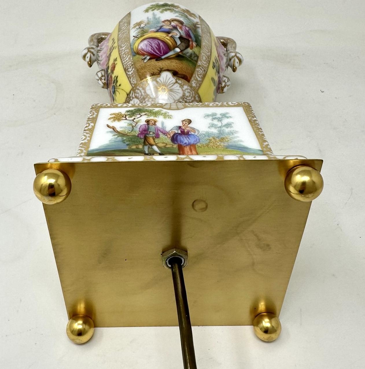 Antique Pair Austrian Royal Vienna Beehive Porcelain Gilt Mounted Table Lamps For Sale 4