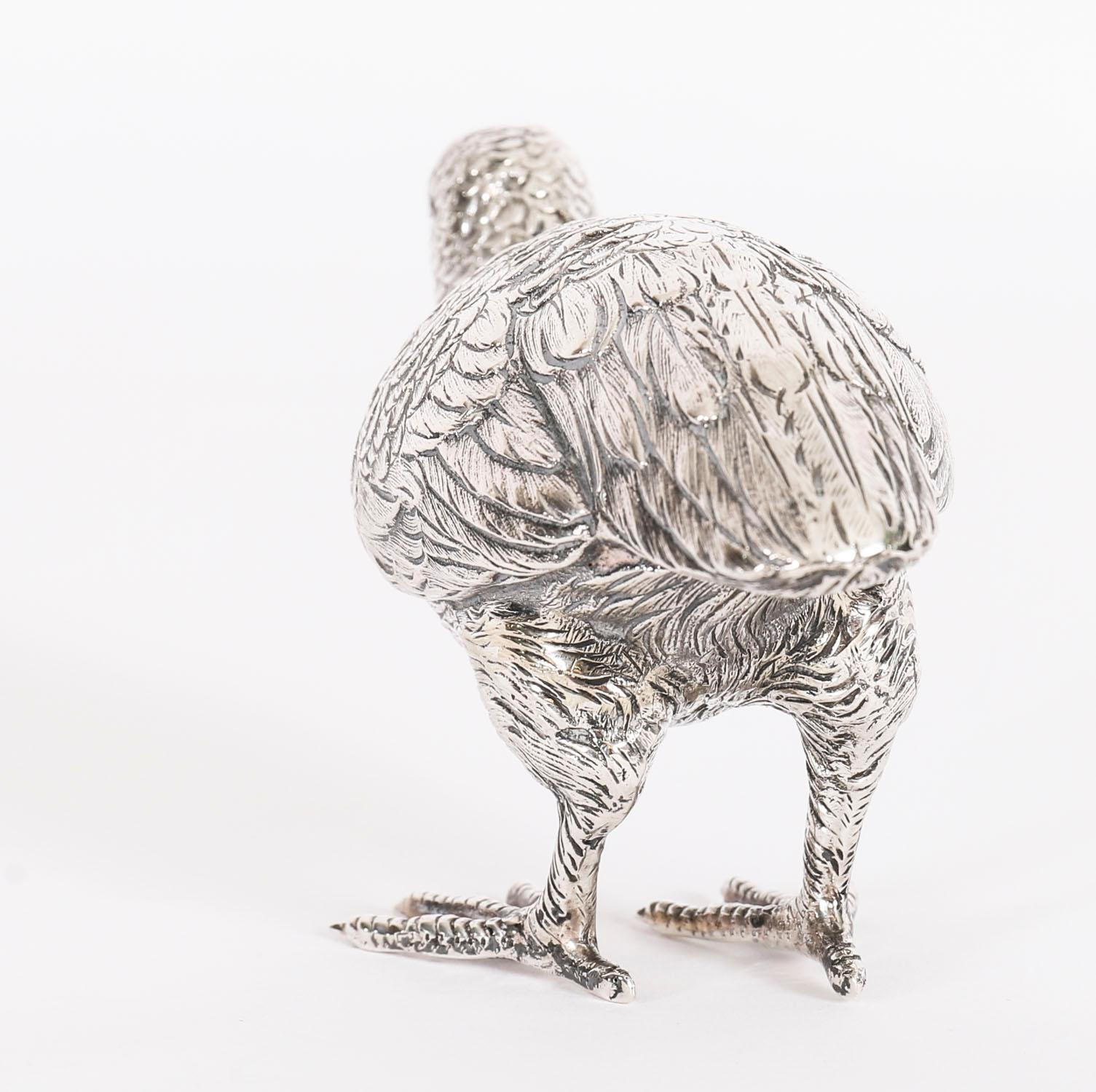 Antique Pair Belgian Silver Grouse Game Birds 19th Century For Sale 3