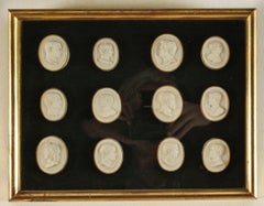 Antique Pair Box Framed Grand Tour Giovanni Liberotti Intaglios, 19th C