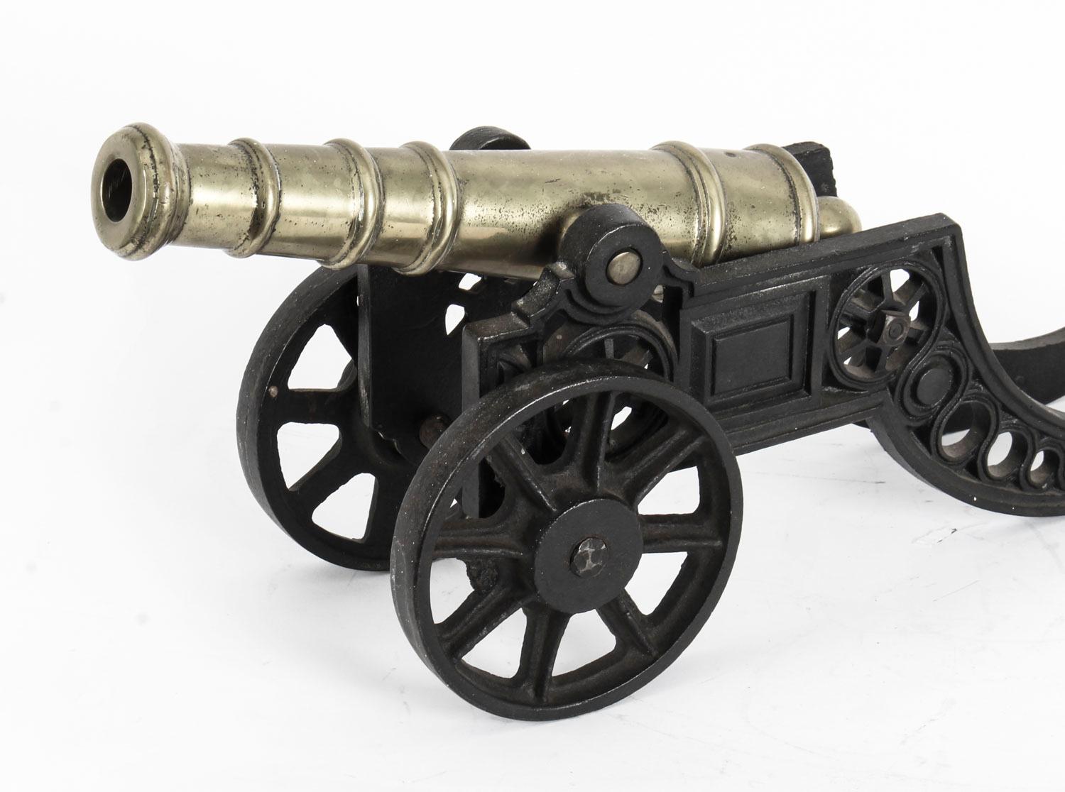 Late 19th Century Antique Pair of Brass and Steel Signal Cannons, 19th Century