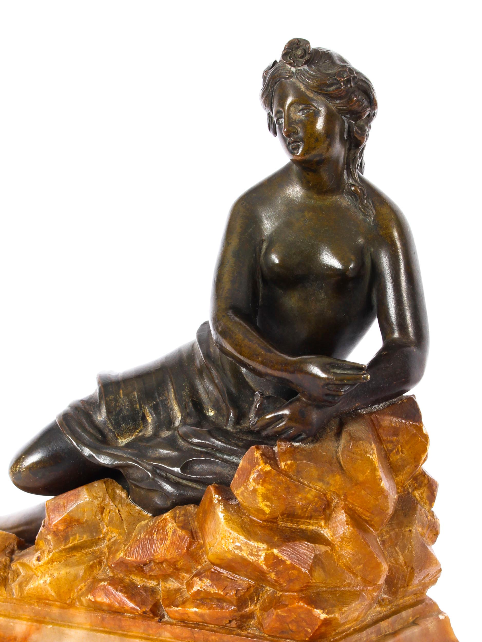 Antique Pair Bronze Semi-Nude Classical Ladies Sculptures / Bookends 19th C For Sale 3