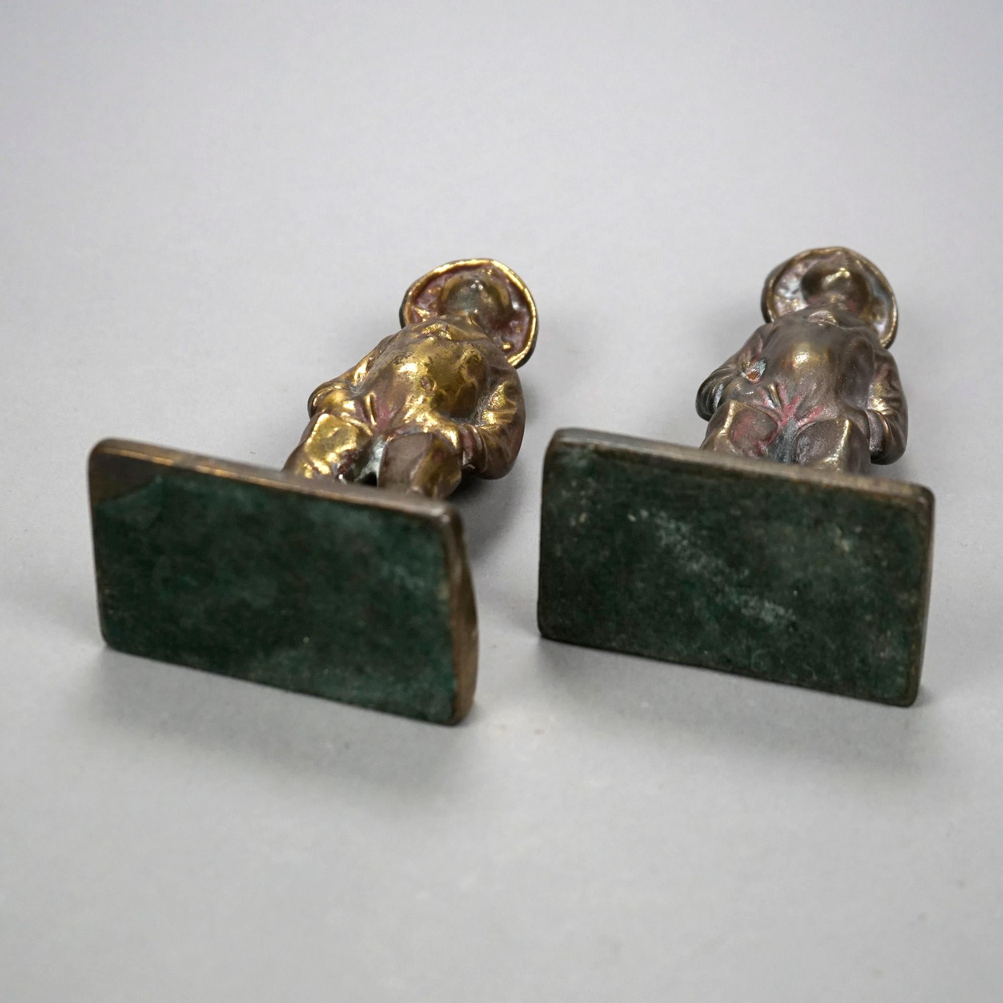 Antique Pair Bronzed Bookends, Young Boy, Circa 1920 For Sale 8