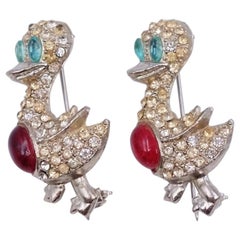 Antique Pair Brooches Ducks