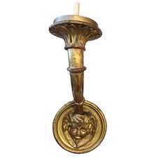 Antique Pair Carved and Gilt Wood Sconces