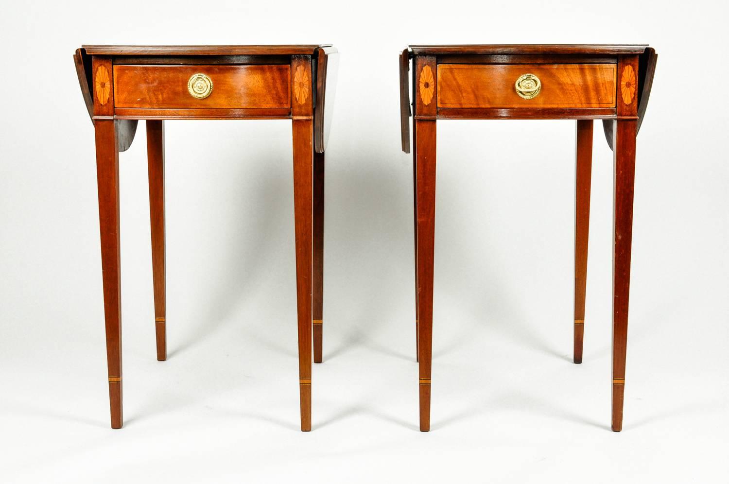 Antique Pair of Cherry / Satinwood Banded Pembroke Side Tables 2