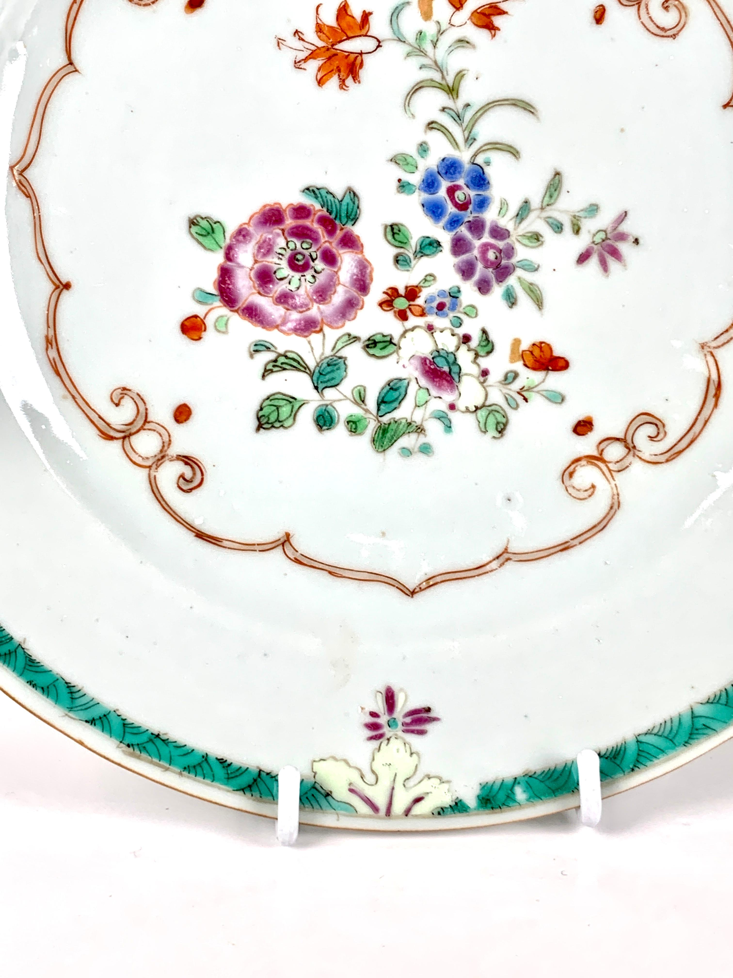 Antique Pair Chinese Porcelain Plates 18th Century Qianlong Era Circa 1770 For Sale 5