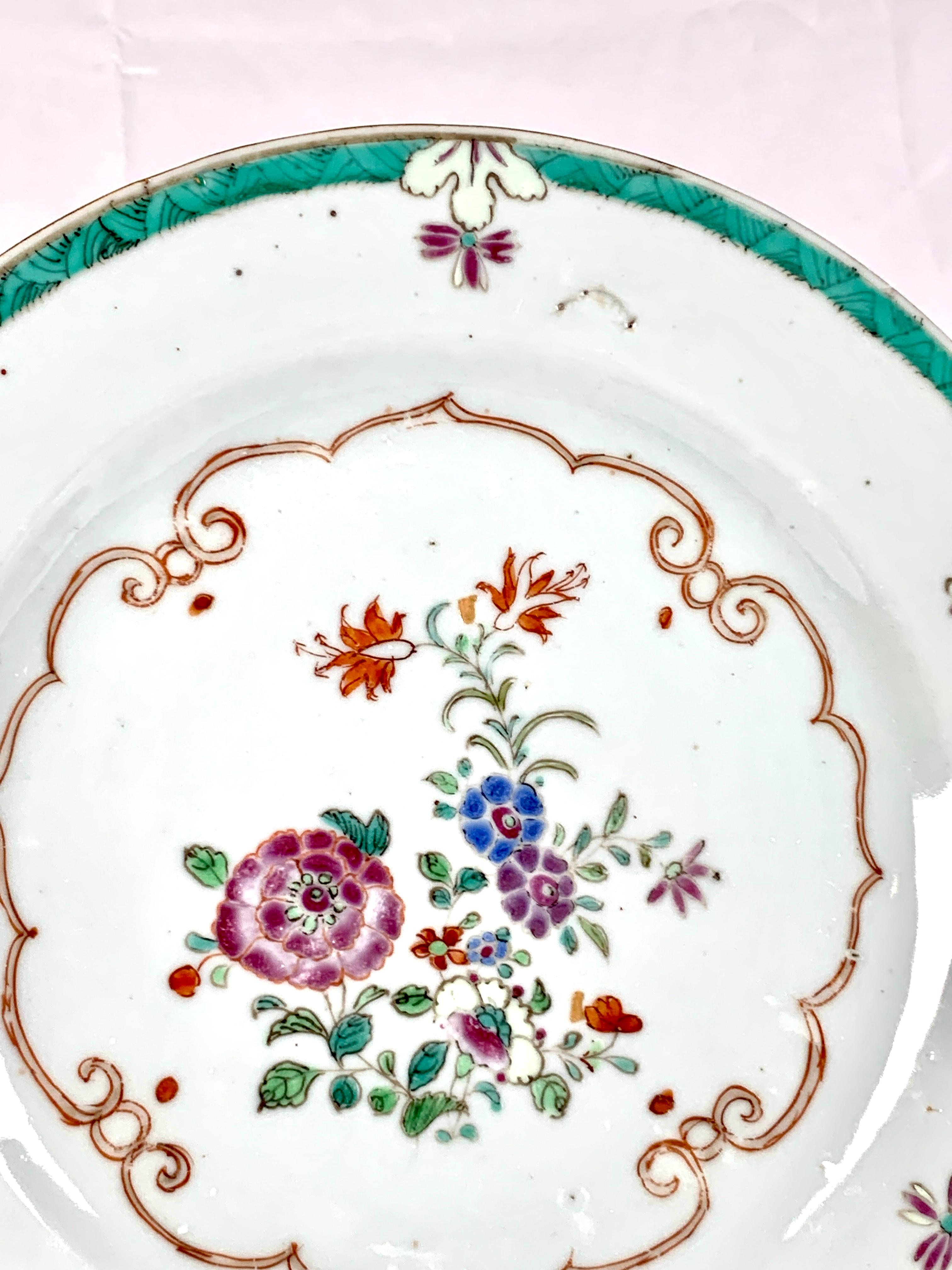 Antique Pair Chinese Porcelain Plates 18th Century Qianlong Era Circa 1770 For Sale 7