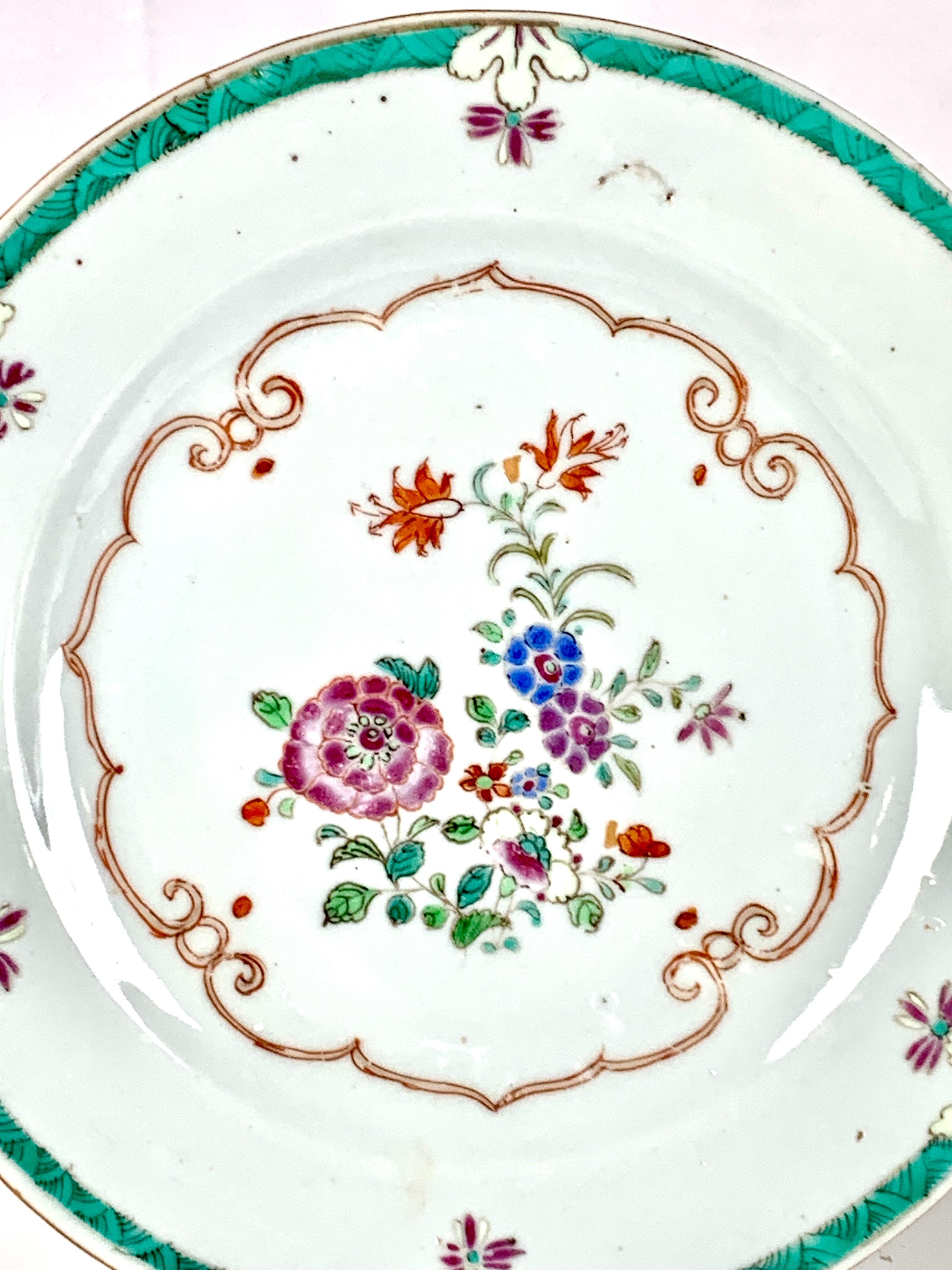 Qing Antique Pair Chinese Porcelain Plates 18th Century Qianlong Era Circa 1770 For Sale