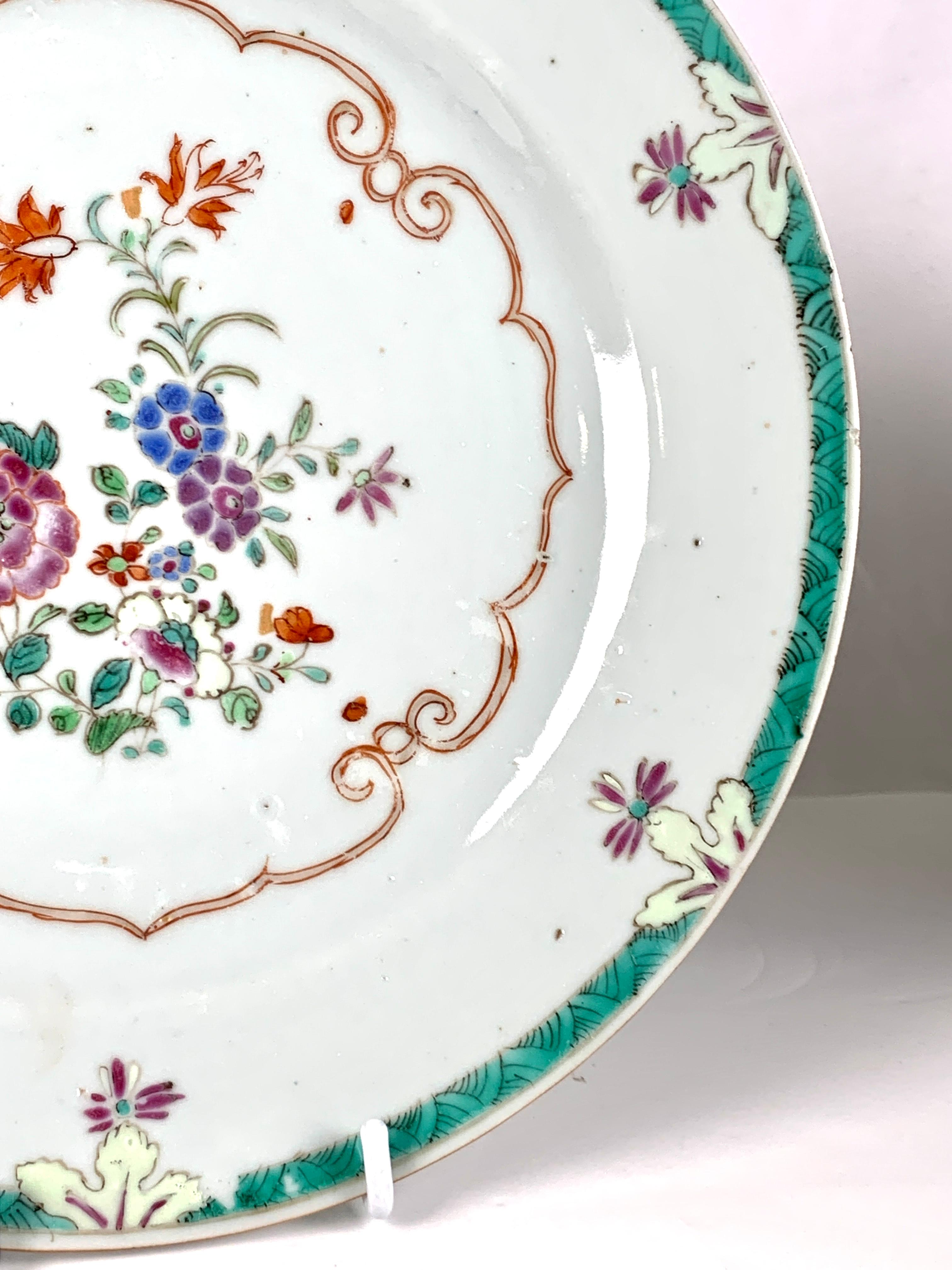 Antique Pair Chinese Porcelain Plates 18th Century Qianlong Era Circa 1770 For Sale 3