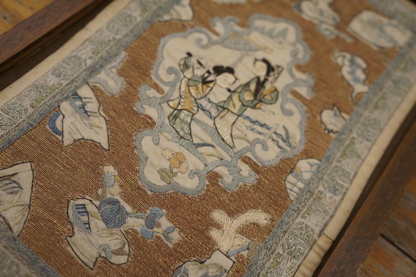 Mid 19th Century Pair of Chinese Silk & Metal Embroidery (7
