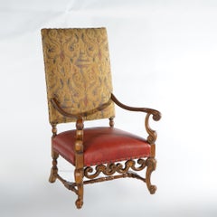 Antique Pair Continental Baroque Carved Walnut Throne Chairs Circa1920
