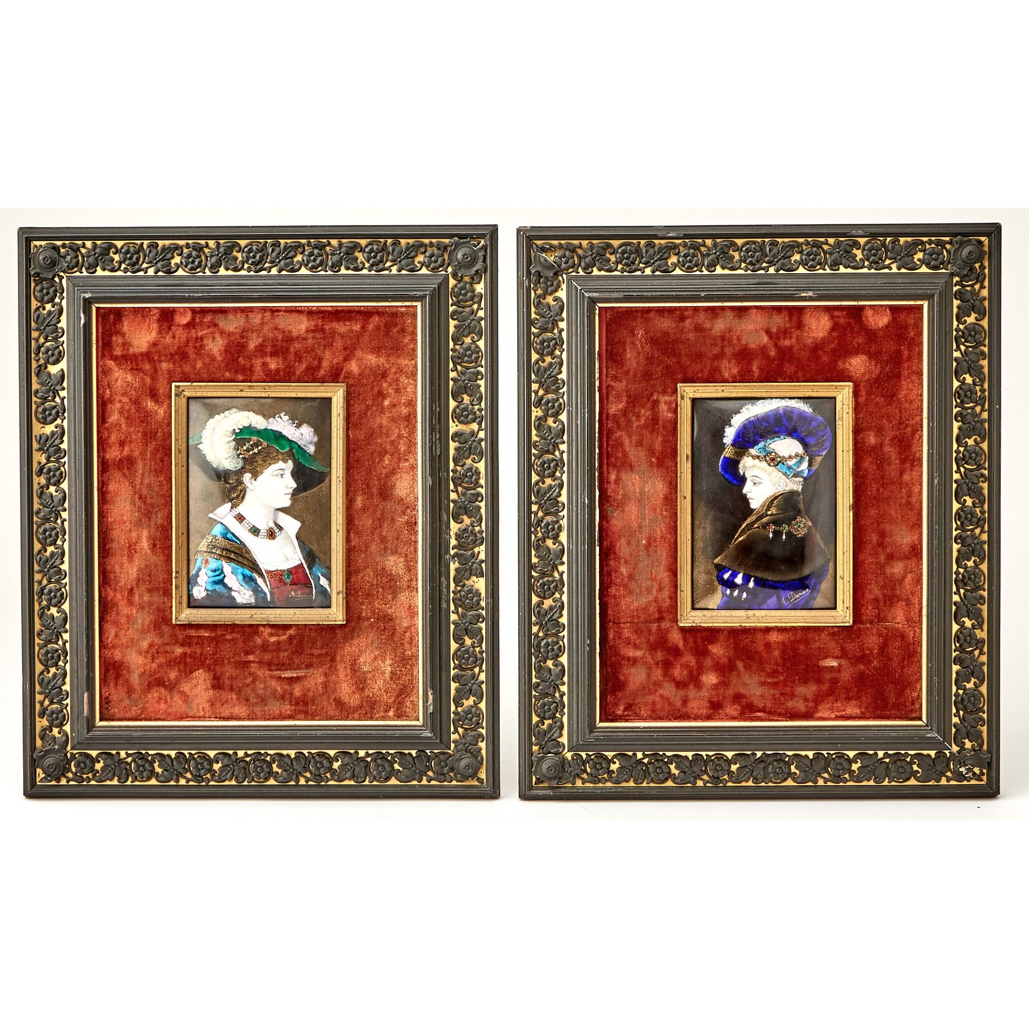 Antique Pair Continental French Limoges Hanging Wall Plaque For Sale 4