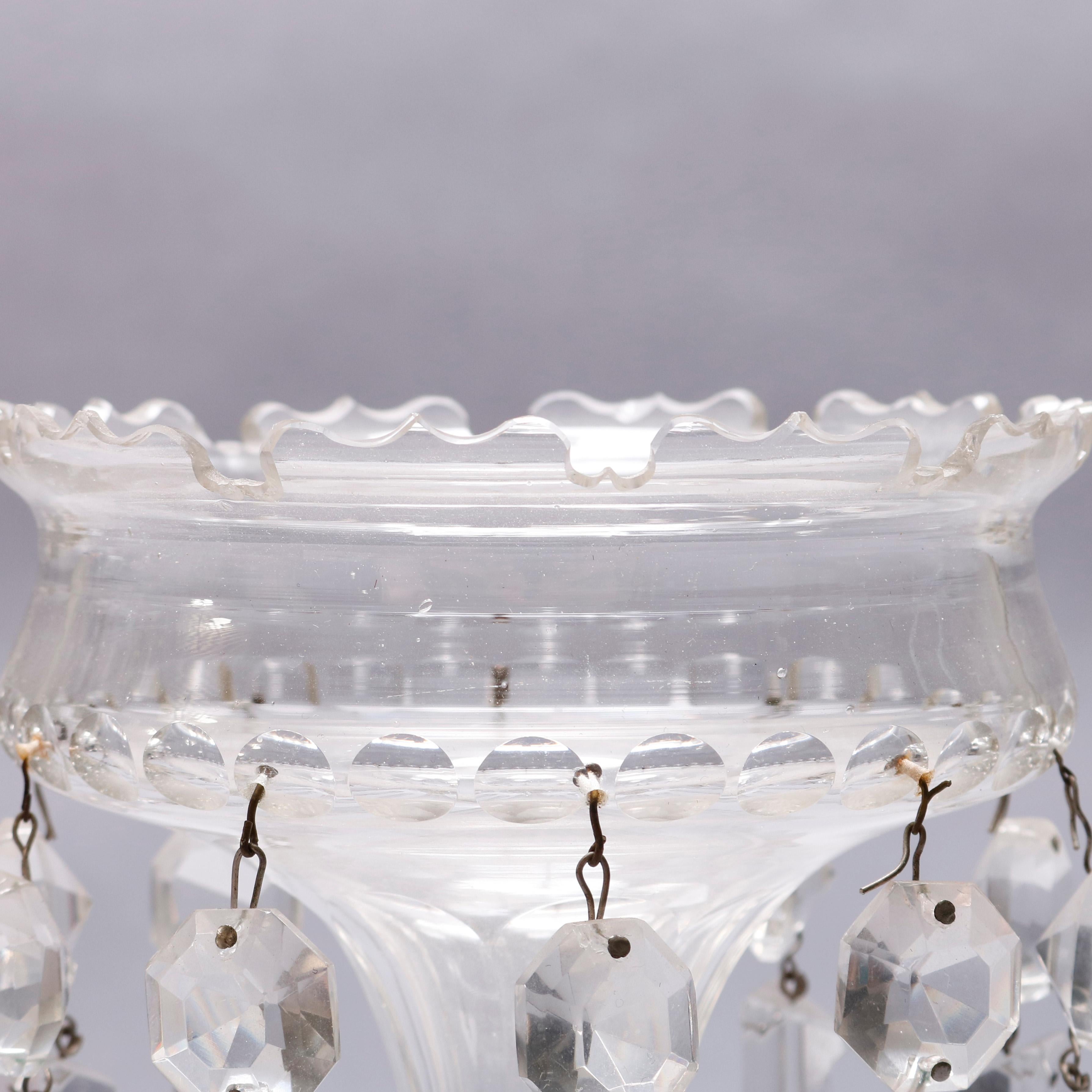 Antique Pair of Crystal Bohemian School Mantel Lustres, circa 1880 3