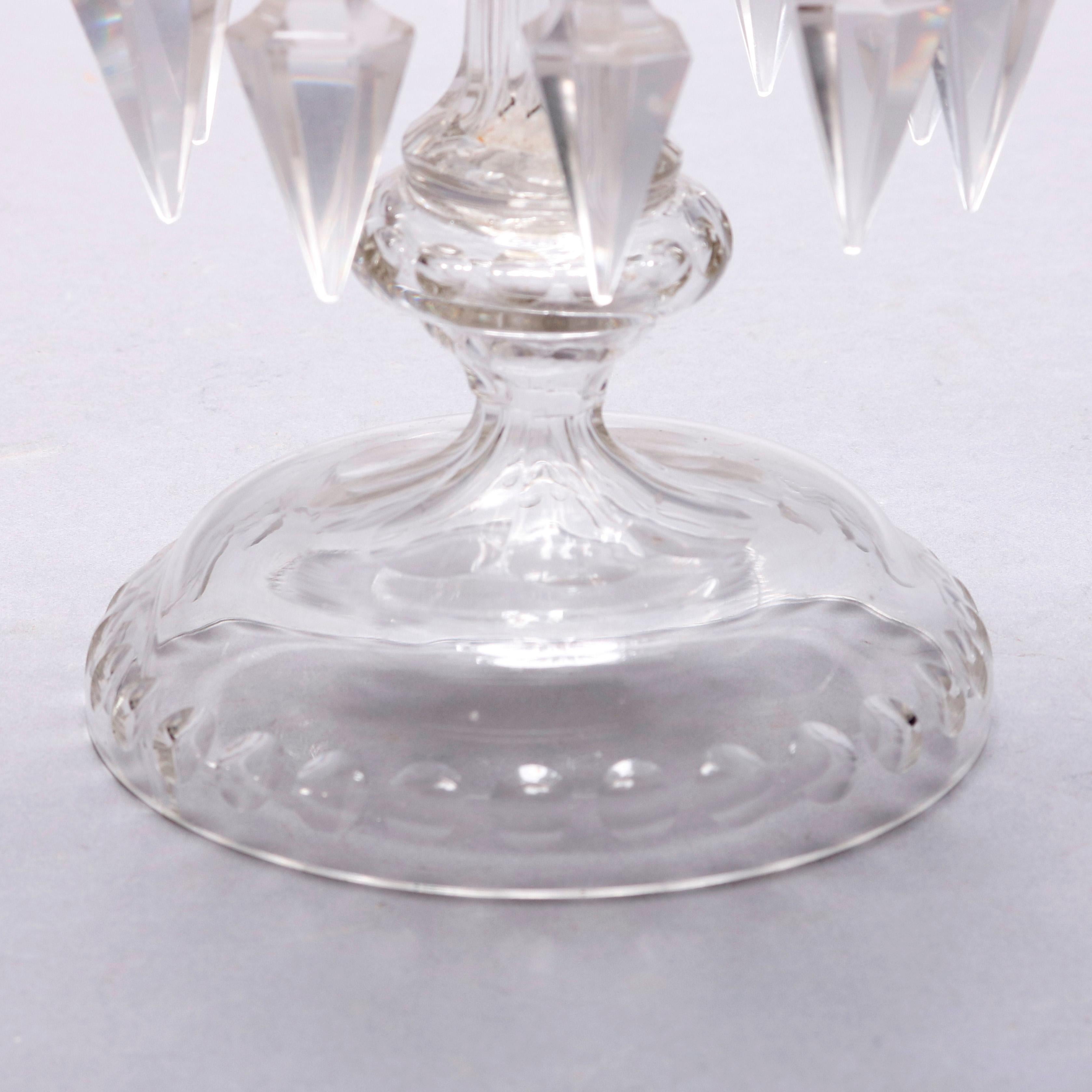 Antique Pair of Crystal Bohemian School Mantel Lustres, circa 1880 5